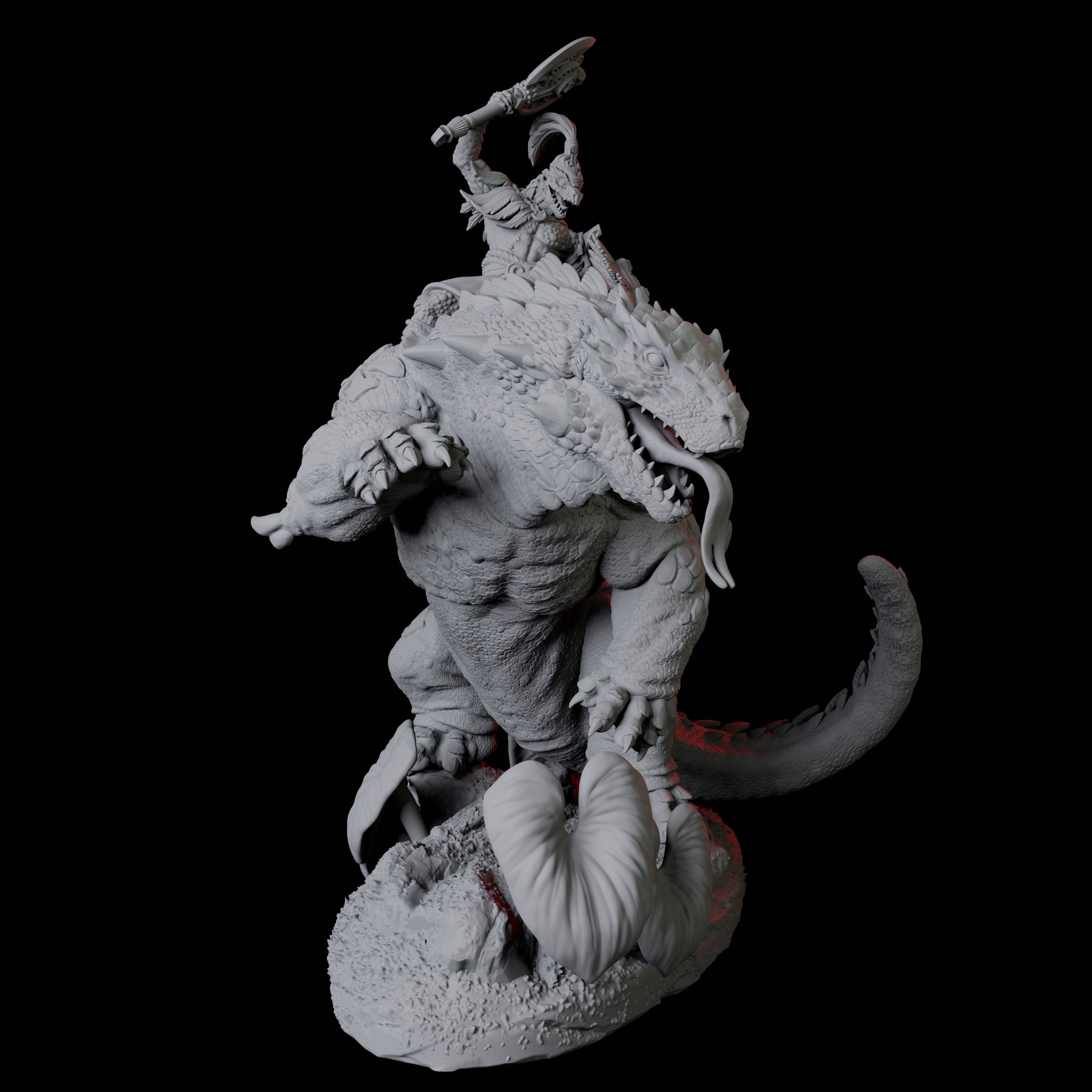 Lizardfolk riding giant lizard D Miniature for Dungeons and Dragons, Pathfinder or other TTRPGs