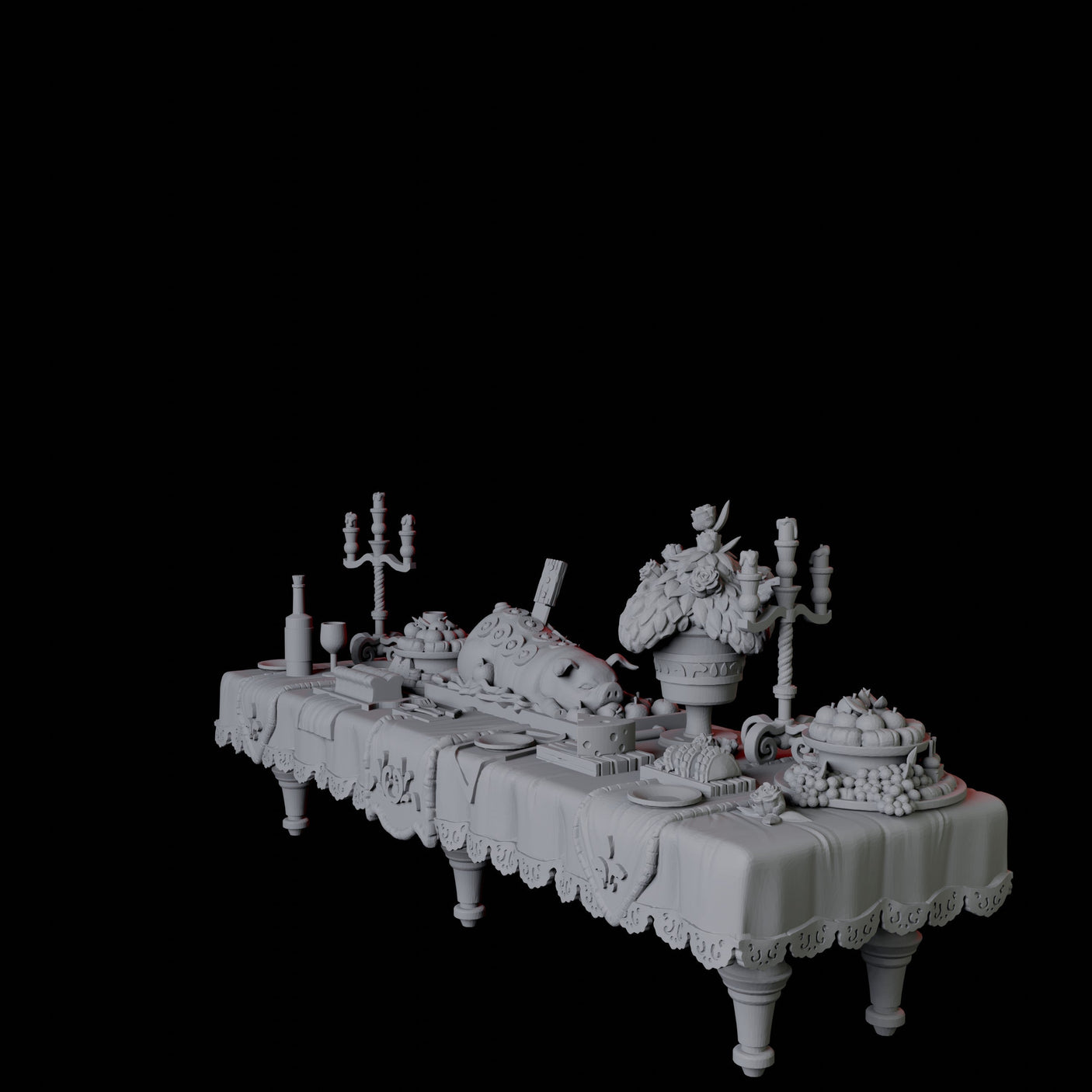 Long Feast Table Miniature for Dungeons and Dragons, Pathfinder or other TTRPGs