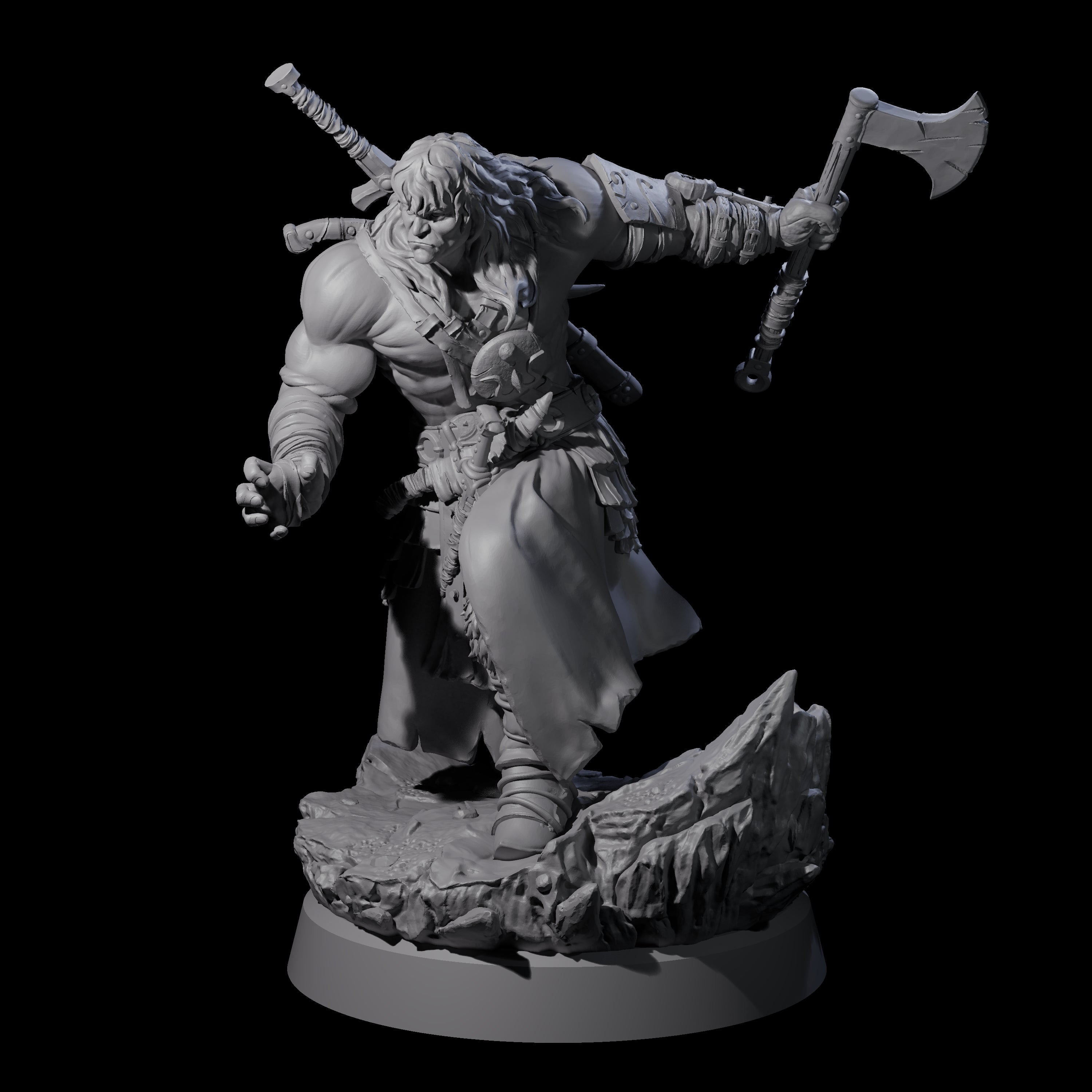 Long Haired Barbarian Miniature for Dungeons and Dragons, Pathfinder or other TTRPGs