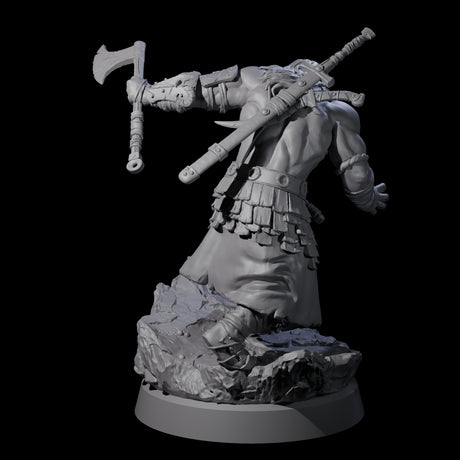 Long Haired Barbarian Miniature for Dungeons and Dragons, Pathfinder or other TTRPGs