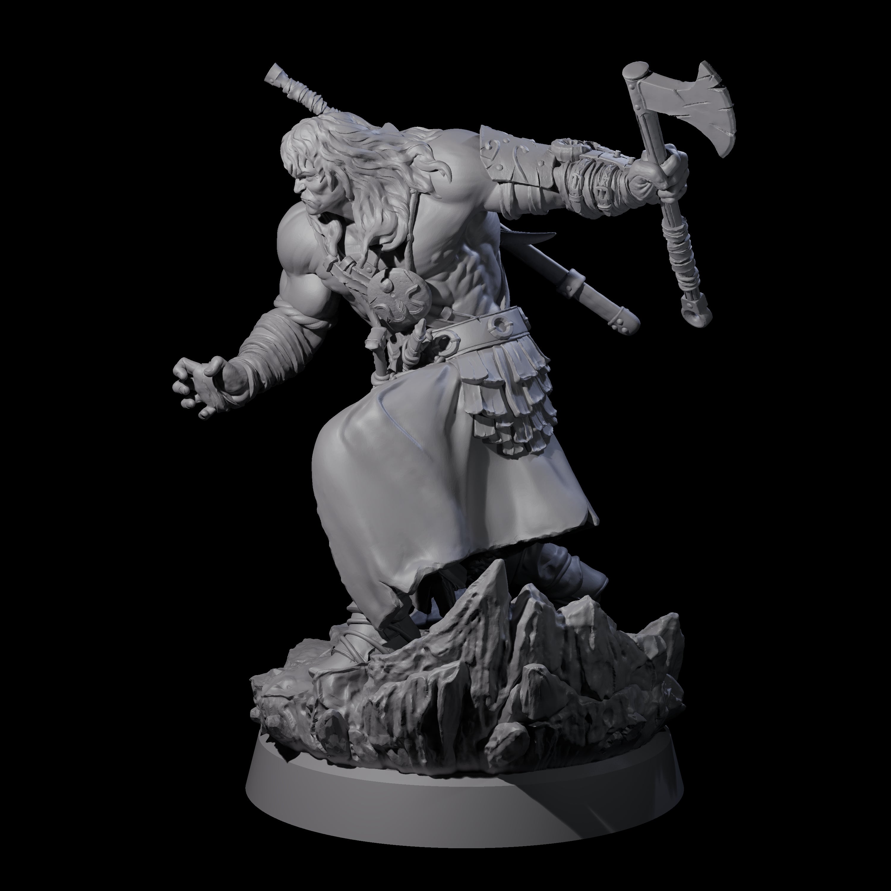 Long Haired Barbarian Miniature for Dungeons and Dragons, Pathfinder or other TTRPGs