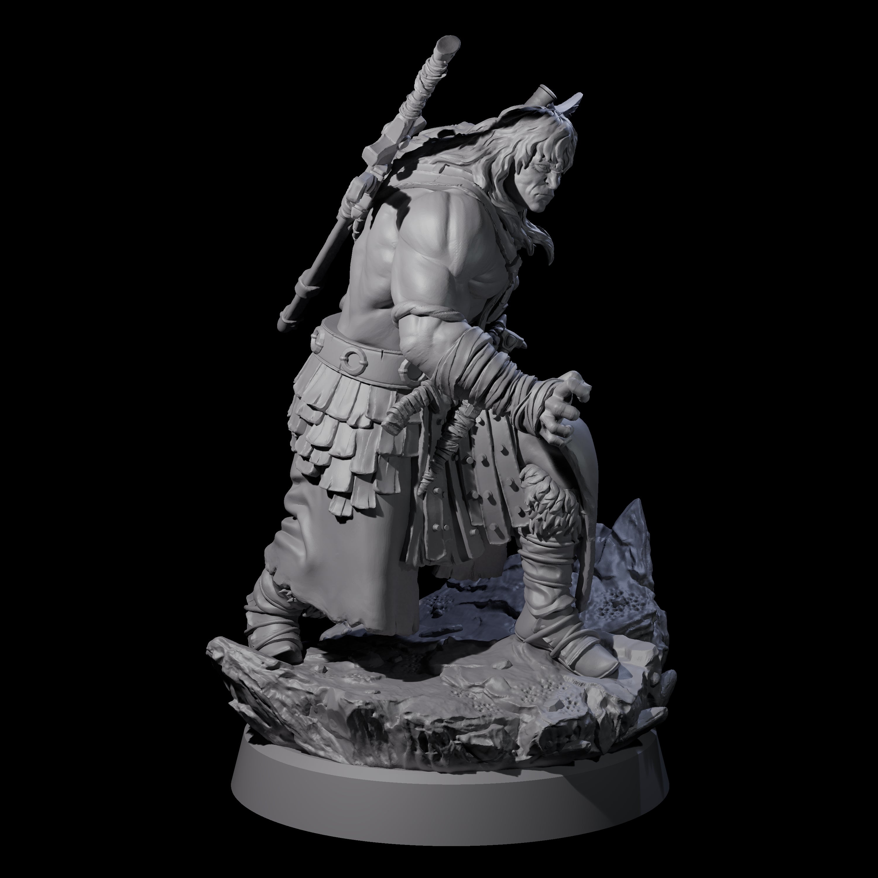 Long Haired Barbarian Miniature for Dungeons and Dragons, Pathfinder or other TTRPGs