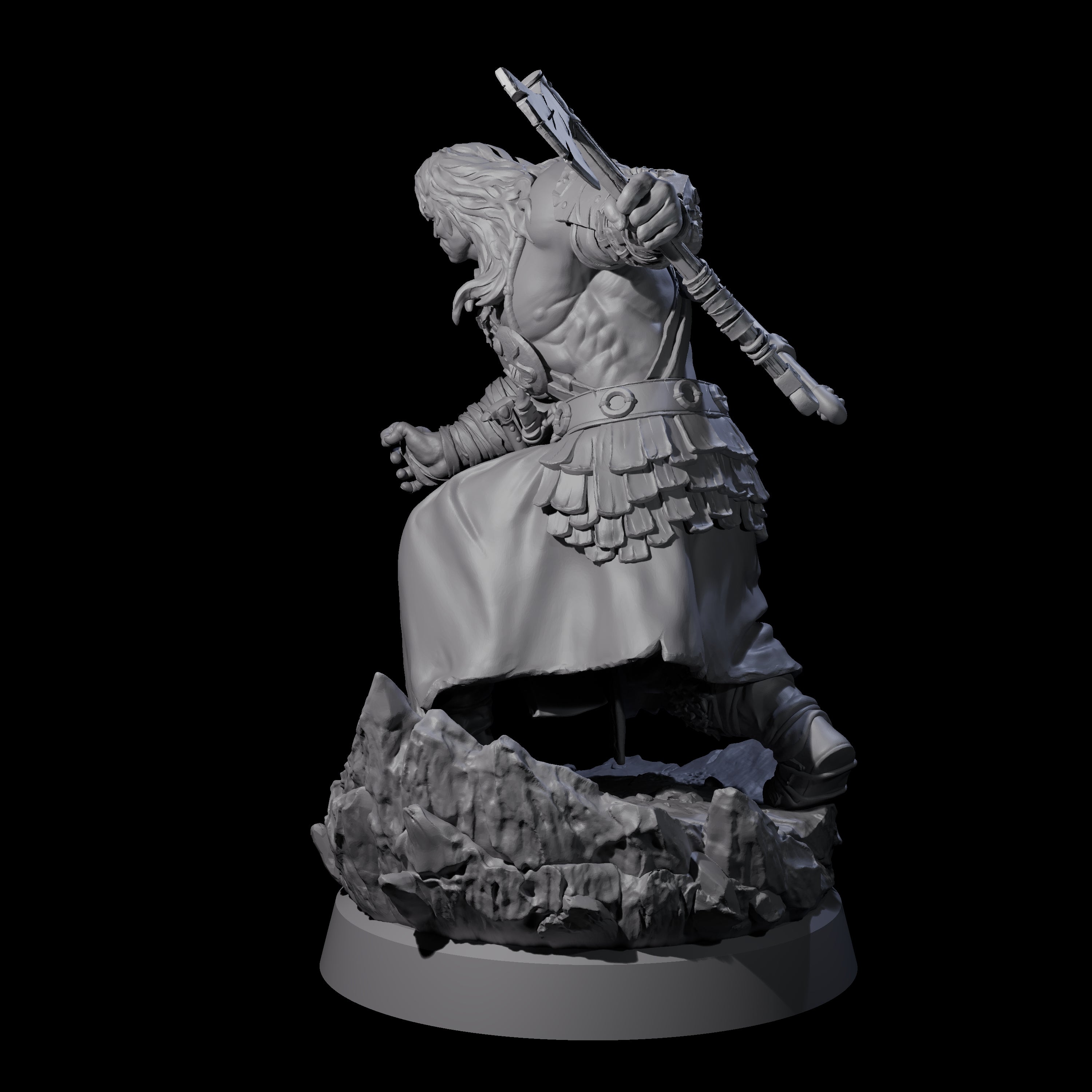 Long Haired Barbarian Miniature for Dungeons and Dragons, Pathfinder or other TTRPGs