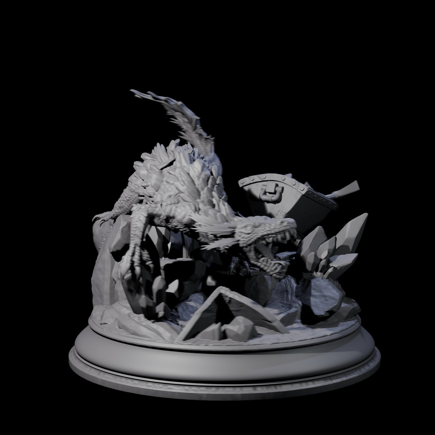 Lurking Lava Salamander Miniature for Dungeons and Dragons, Pathfinder or other TTRPGs