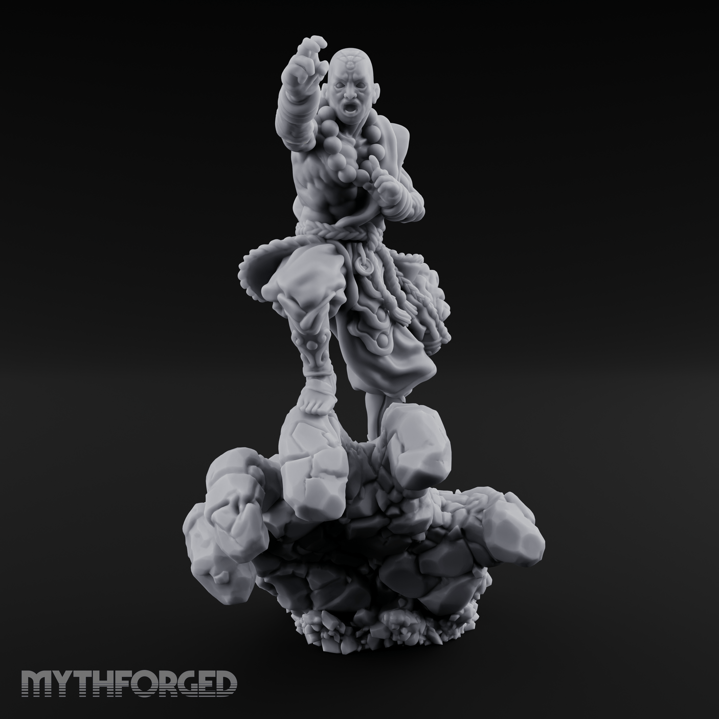 Fists Clenched Shouting Human Elemental Monk Miniature for Dungeons and Dragons, Pathfinder or other TTRPGs