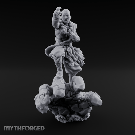 Fists Clenched Shouting Human Elemental Monk Miniature for Dungeons and Dragons, Pathfinder or other TTRPGs