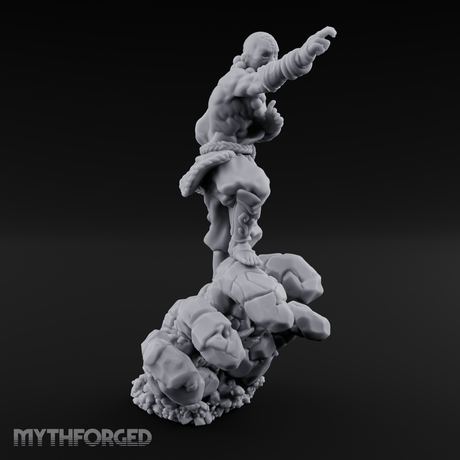 Fists Clenched Shouting Human Elemental Monk Miniature for Dungeons and Dragons, Pathfinder or other TTRPGs