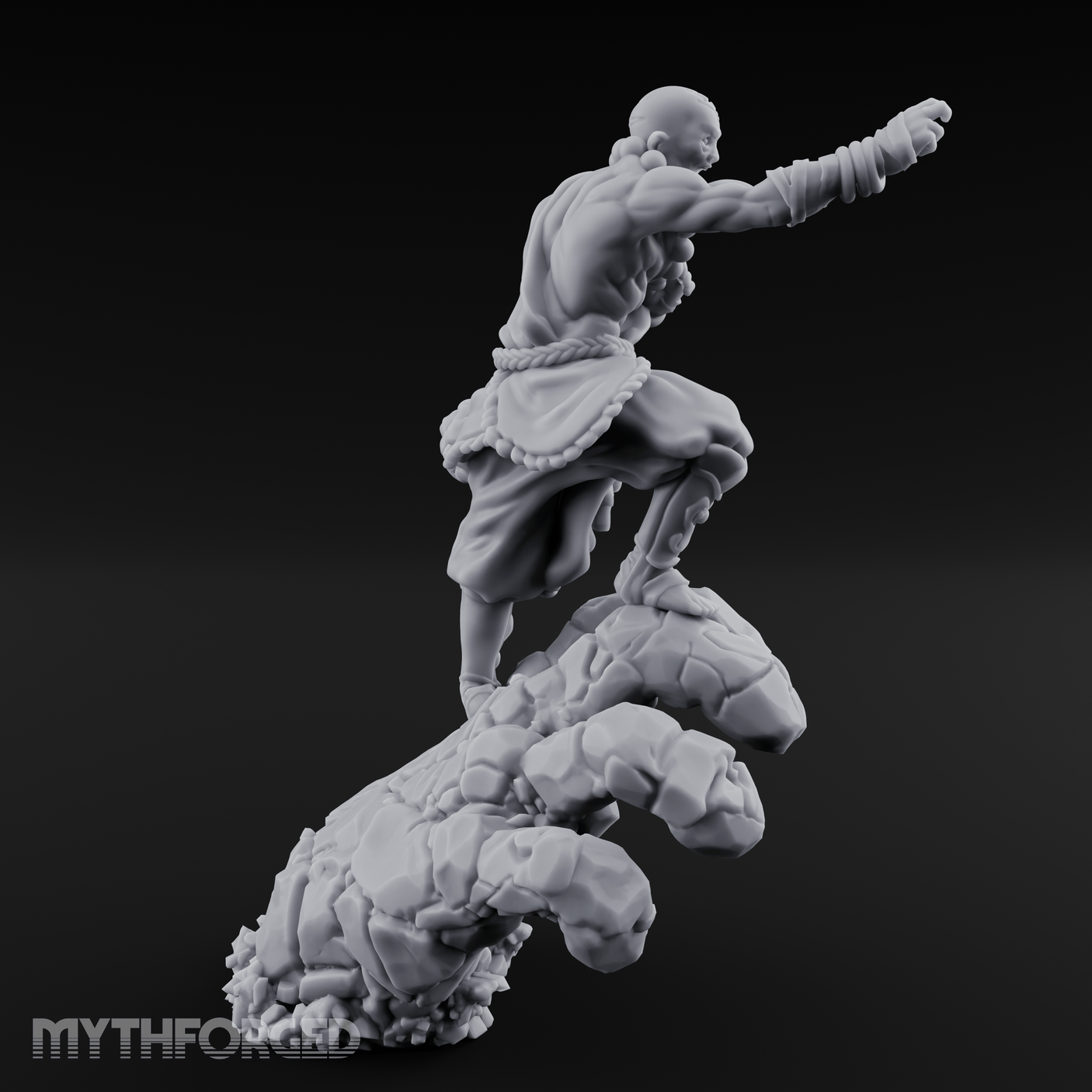 Fists Clenched Shouting Human Elemental Monk Miniature for Dungeons and Dragons, Pathfinder or other TTRPGs