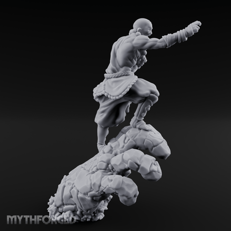 Fists Clenched Shouting Human Elemental Monk Miniature for Dungeons and Dragons, Pathfinder or other TTRPGs