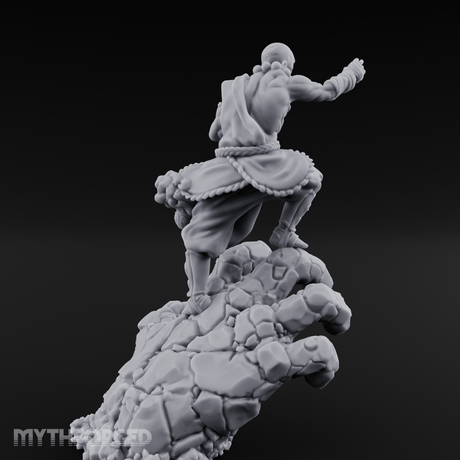 Fists Clenched Shouting Human Elemental Monk Miniature for Dungeons and Dragons, Pathfinder or other TTRPGs