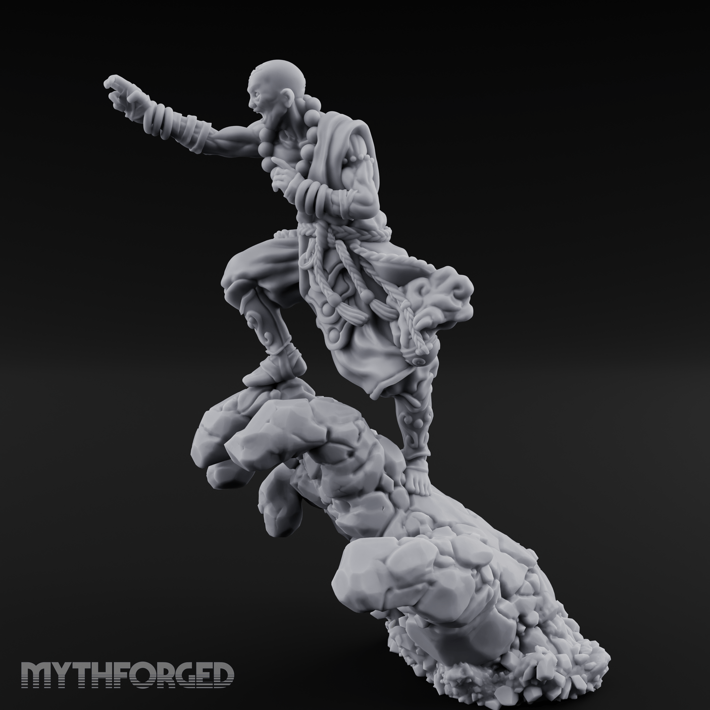 Fists Clenched Shouting Human Elemental Monk Miniature for Dungeons and Dragons, Pathfinder or other TTRPGs