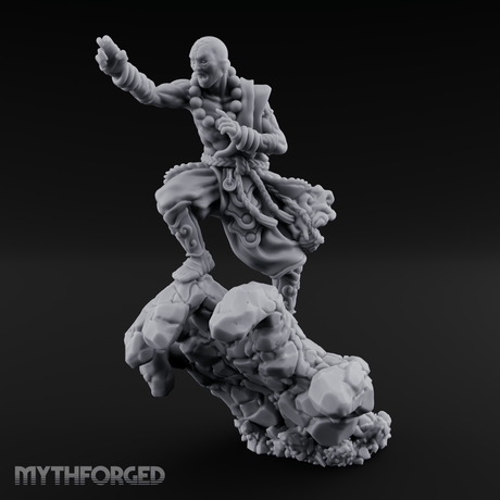 Fists Clenched Shouting Human Elemental Monk Miniature for Dungeons and Dragons, Pathfinder or other TTRPGs