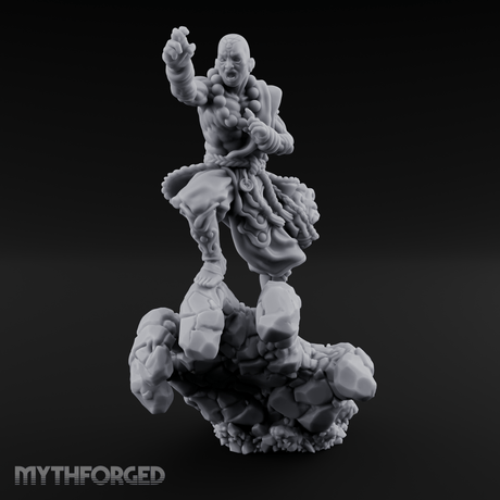 Fists Clenched Shouting Human Elemental Monk Miniature for Dungeons and Dragons, Pathfinder or other TTRPGs