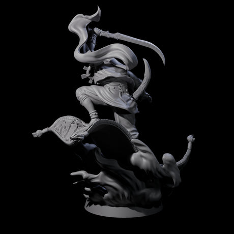 Magic Carpet Riding Hero Miniature for Dungeons and Dragons, Pathfinder or other TTRPGs