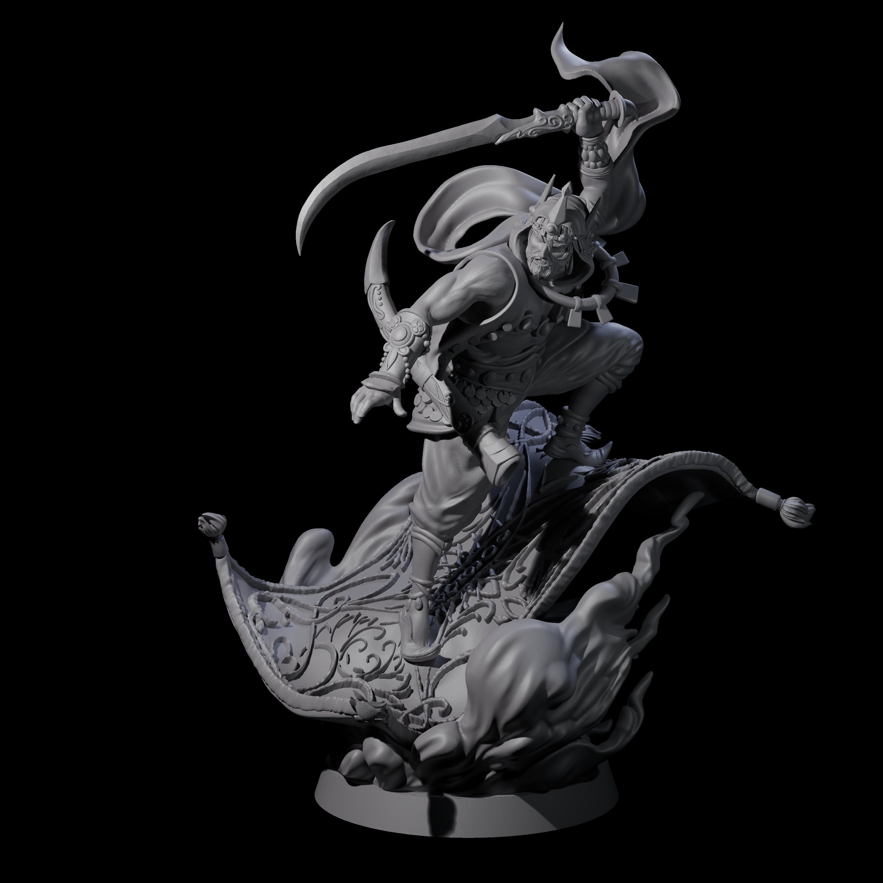 Magic Carpet Riding Hero Miniature for Dungeons and Dragons, Pathfinder or other TTRPGs