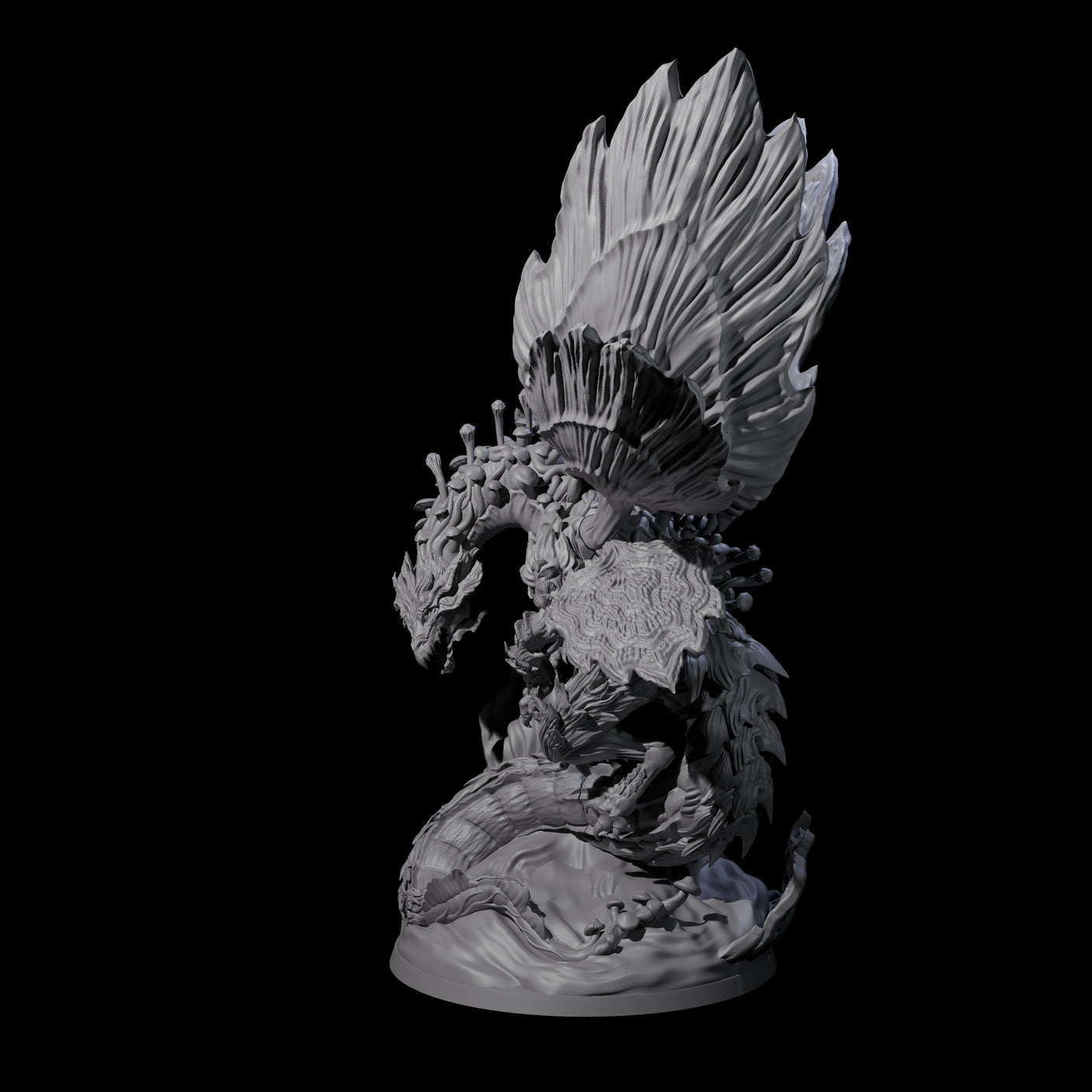 Majestic Fungal Dragon Miniature for Dungeons and Dragons, Pathfinder or other TTRPGs