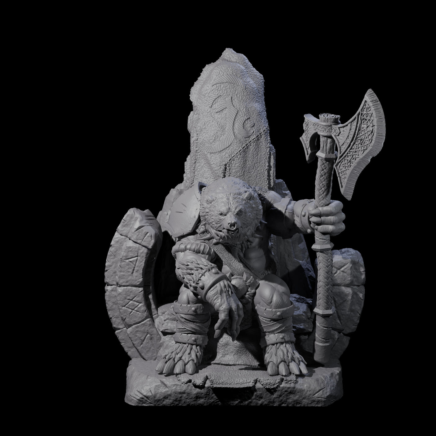 Majestic Ursine King Miniature for Dungeons and Dragons, Pathfinder or other TTRPGs