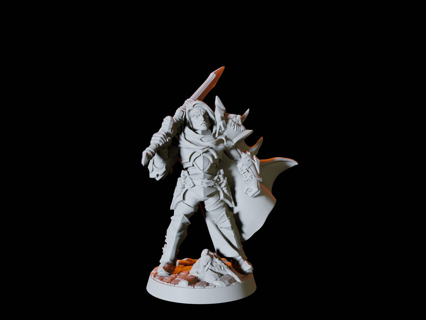 Male Human Warrior Miniature for Dungeons and Dragons, Pathfinder or other TTRPGs