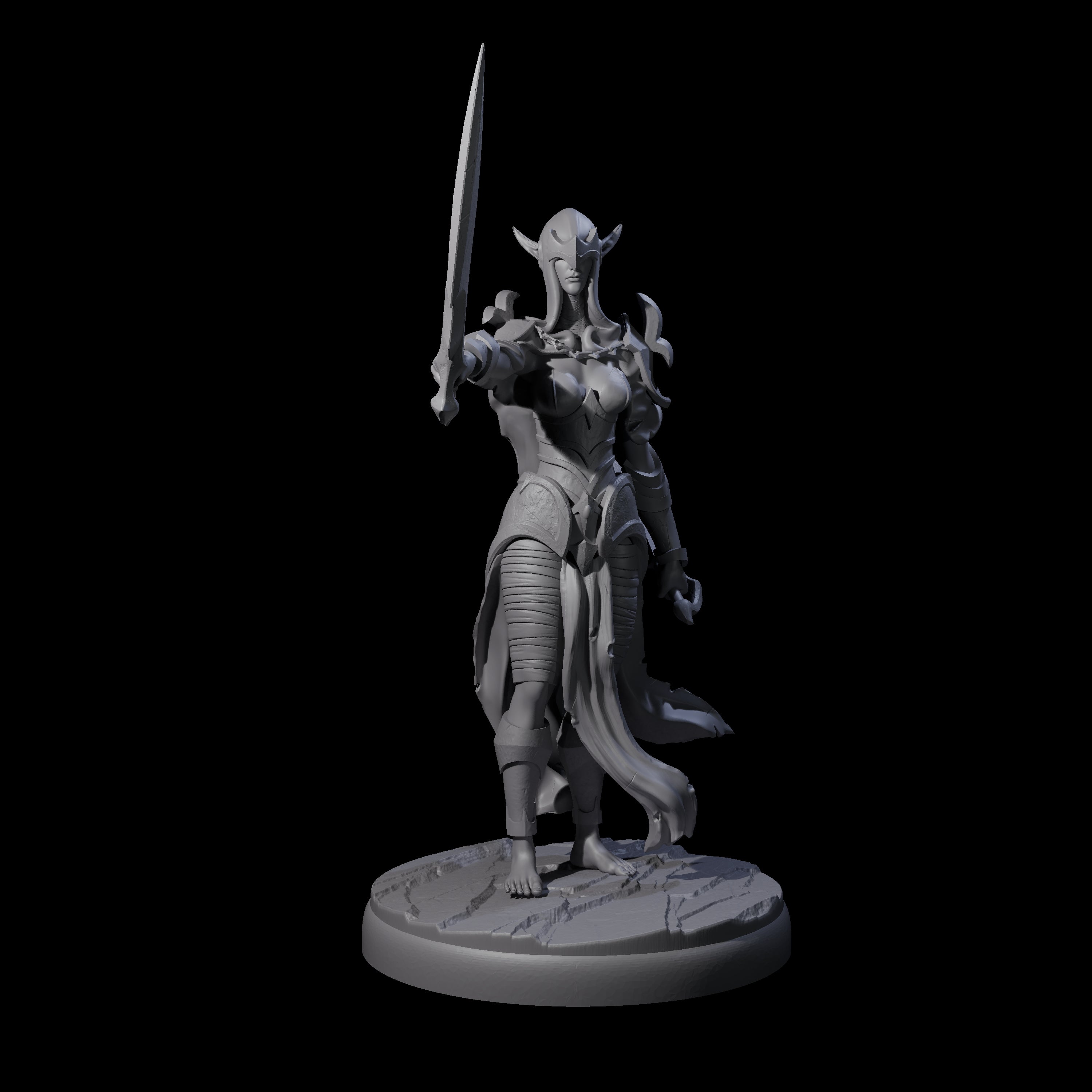Masked Dark Elf Rogue Company Miniature for Dungeons and Dragons, Pathfinder or other TTRPGs