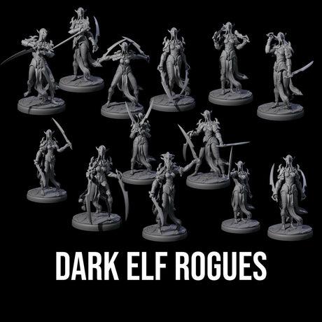 Masked Dark Elf Rogue Company Miniature for Dungeons and Dragons, Pathfinder or other TTRPGs