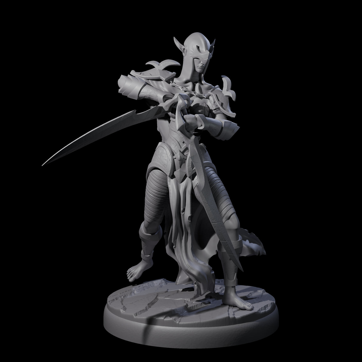 Masked Dark Elf Rogue E Miniature for Dungeons and Dragons, Pathfinder or other TTRPGs