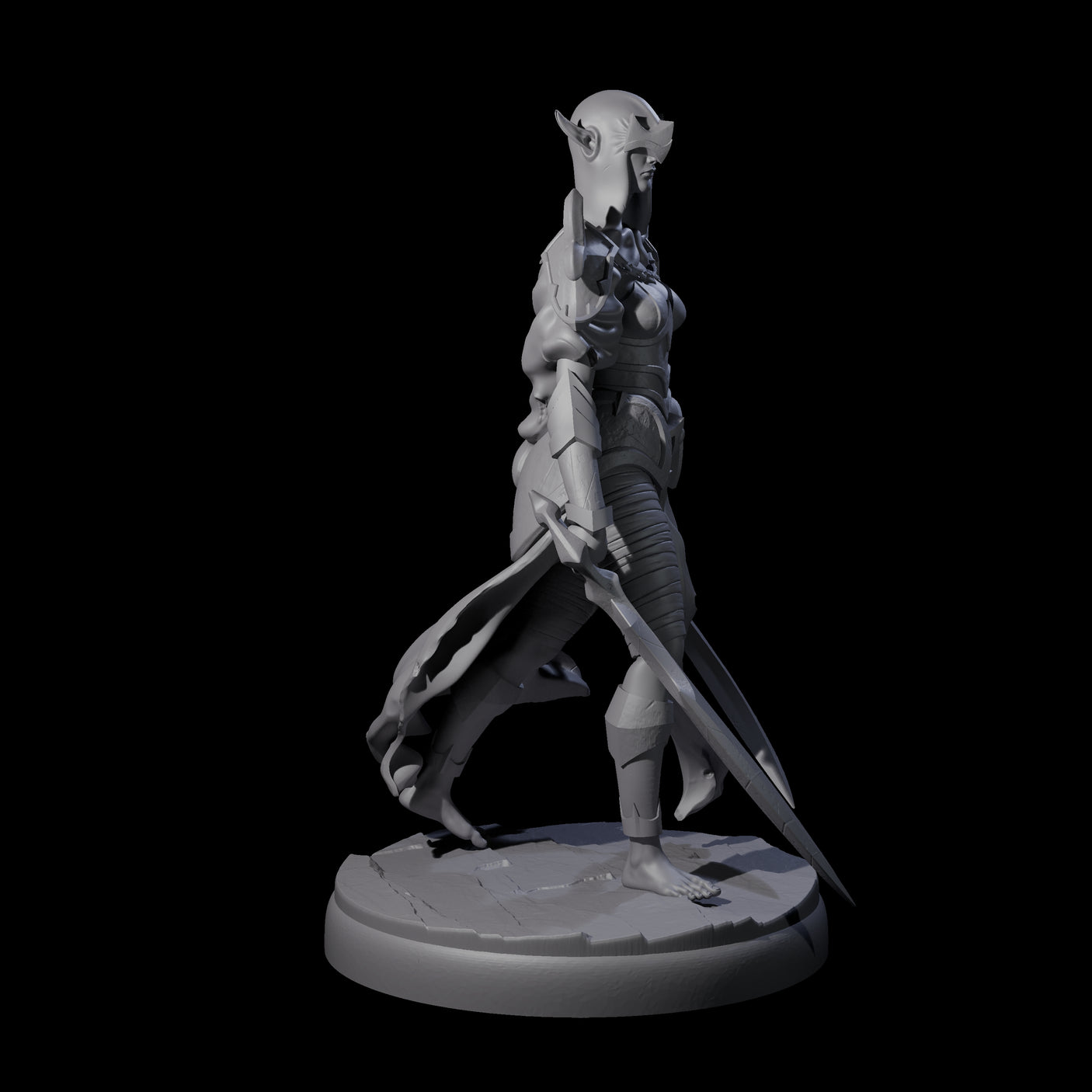 Masked Dark Elf Rogue H Miniature for Dungeons and Dragons, Pathfinder or other TTRPGs