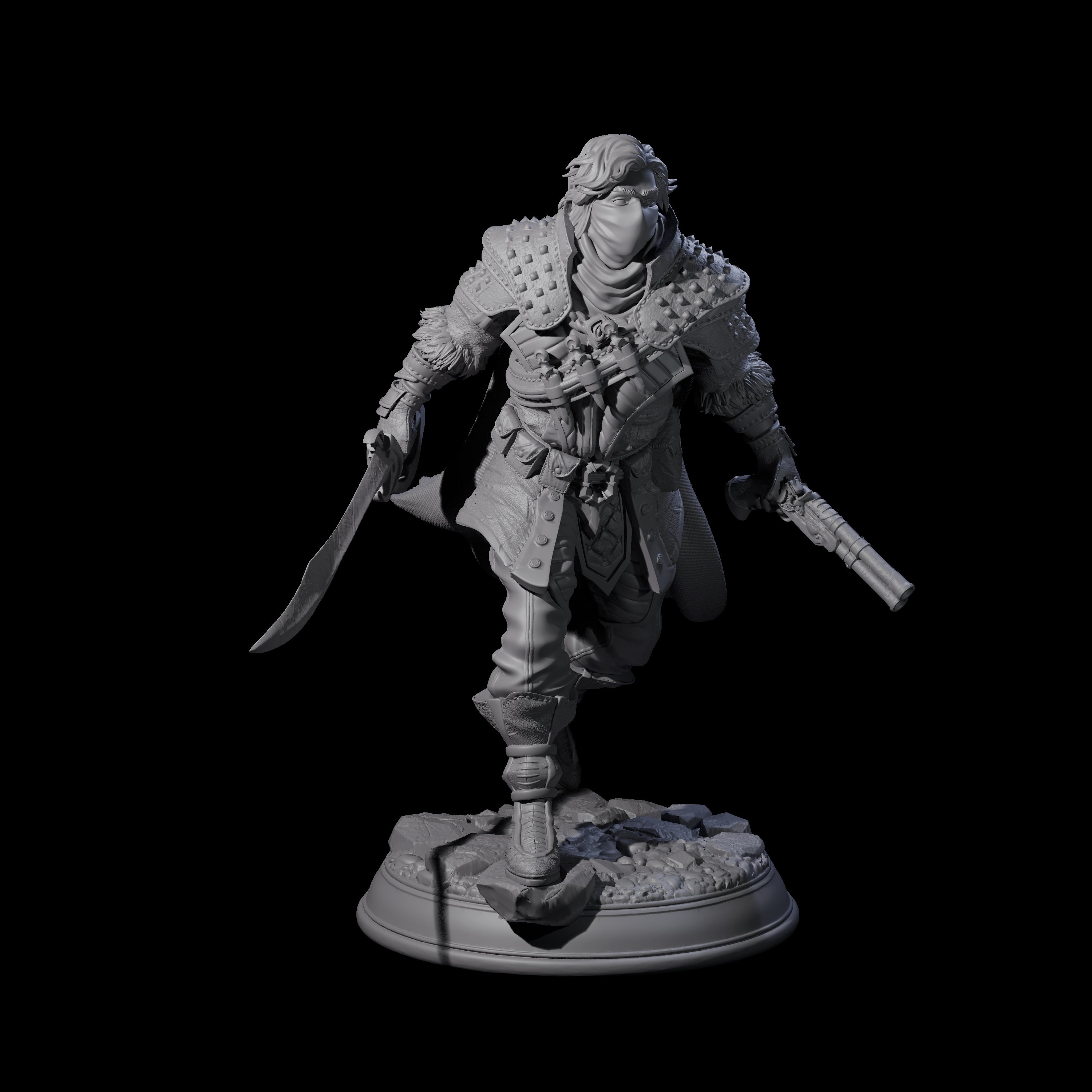 Masked Gunslinger Miniature for Dungeons and Dragons, Pathfinder or other TTRPGs