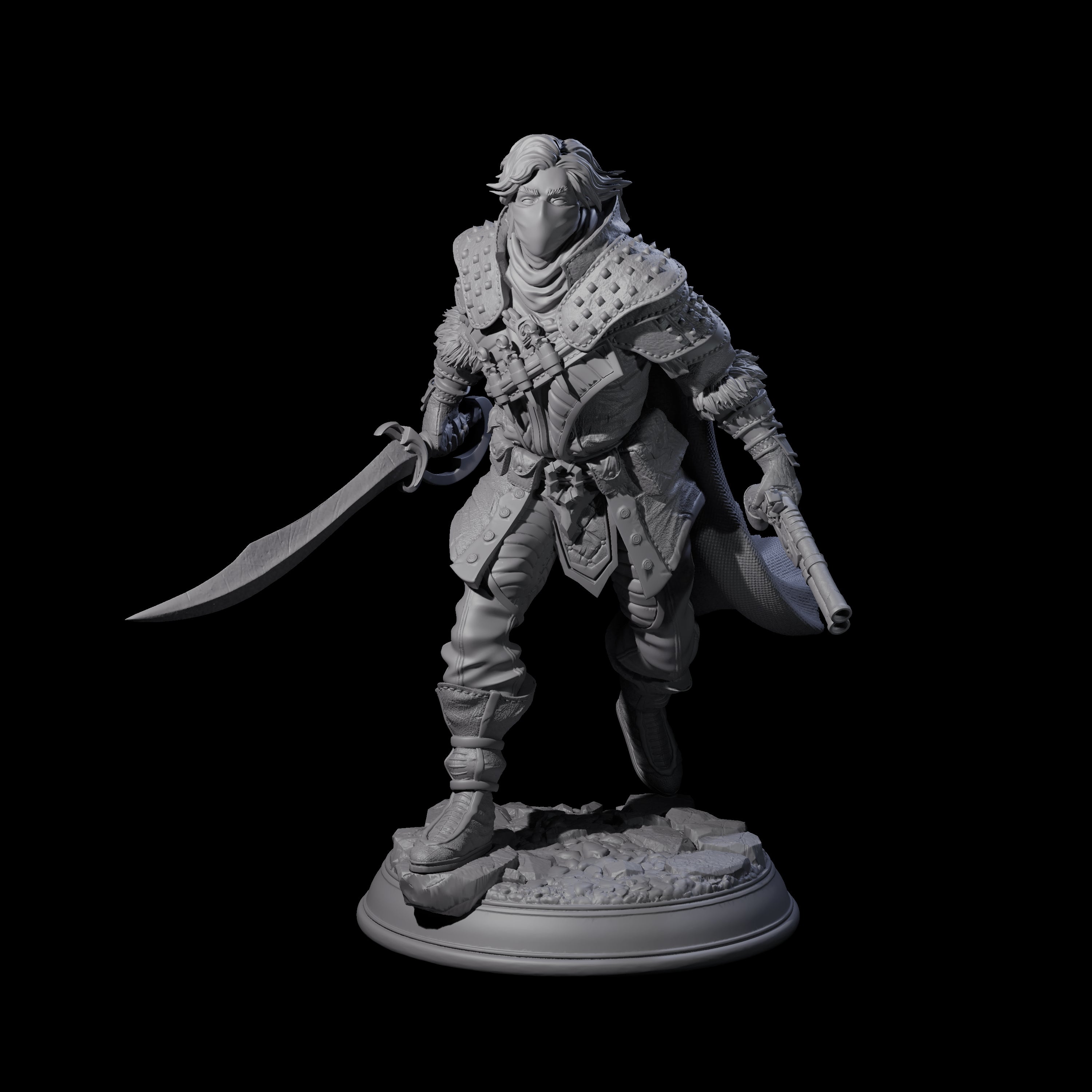 Masked Gunslinger Miniature for Dungeons and Dragons, Pathfinder or other TTRPGs