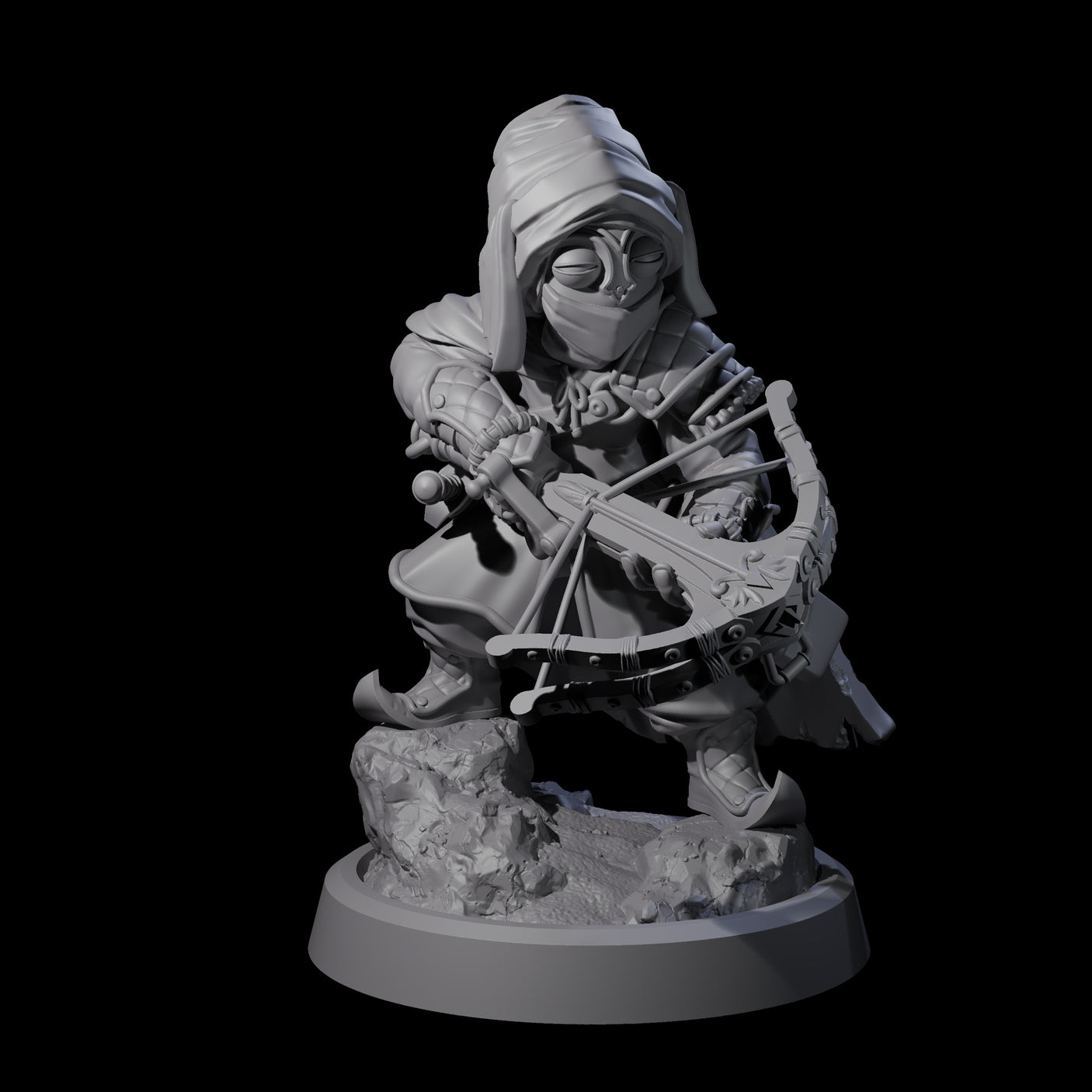 Masked Halfling Rogue Miniature for Dungeons and Dragons, Pathfinder or other TTRPGs