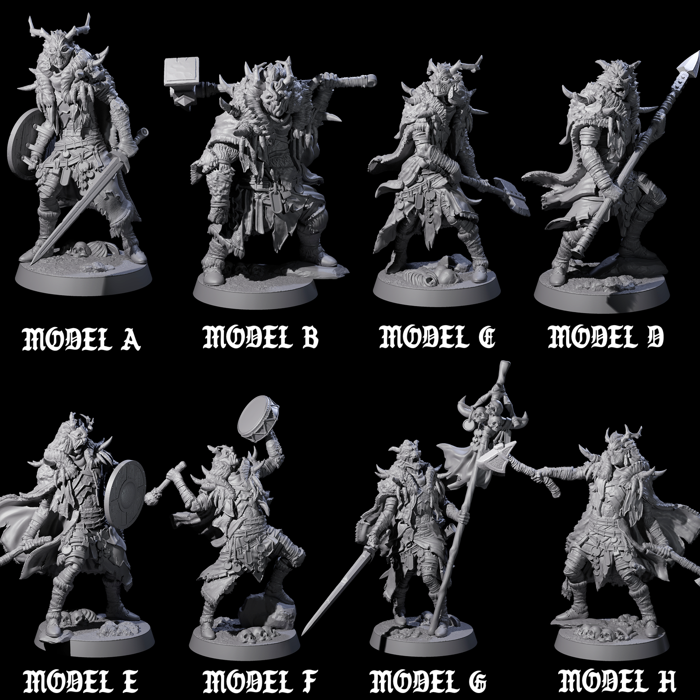 Masked Ice Clan Warriors Miniature for Dungeons and Dragons, Pathfinder or other TTRPGs