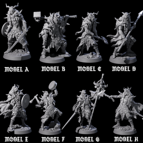 Masked Ice Clan Warriors Miniature for Dungeons and Dragons, Pathfinder or other TTRPGs