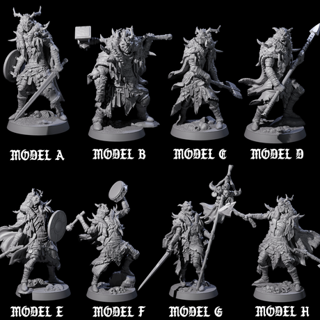 Masked Ice Clan Warriors Miniature for Dungeons and Dragons, Pathfinder or other TTRPGs
