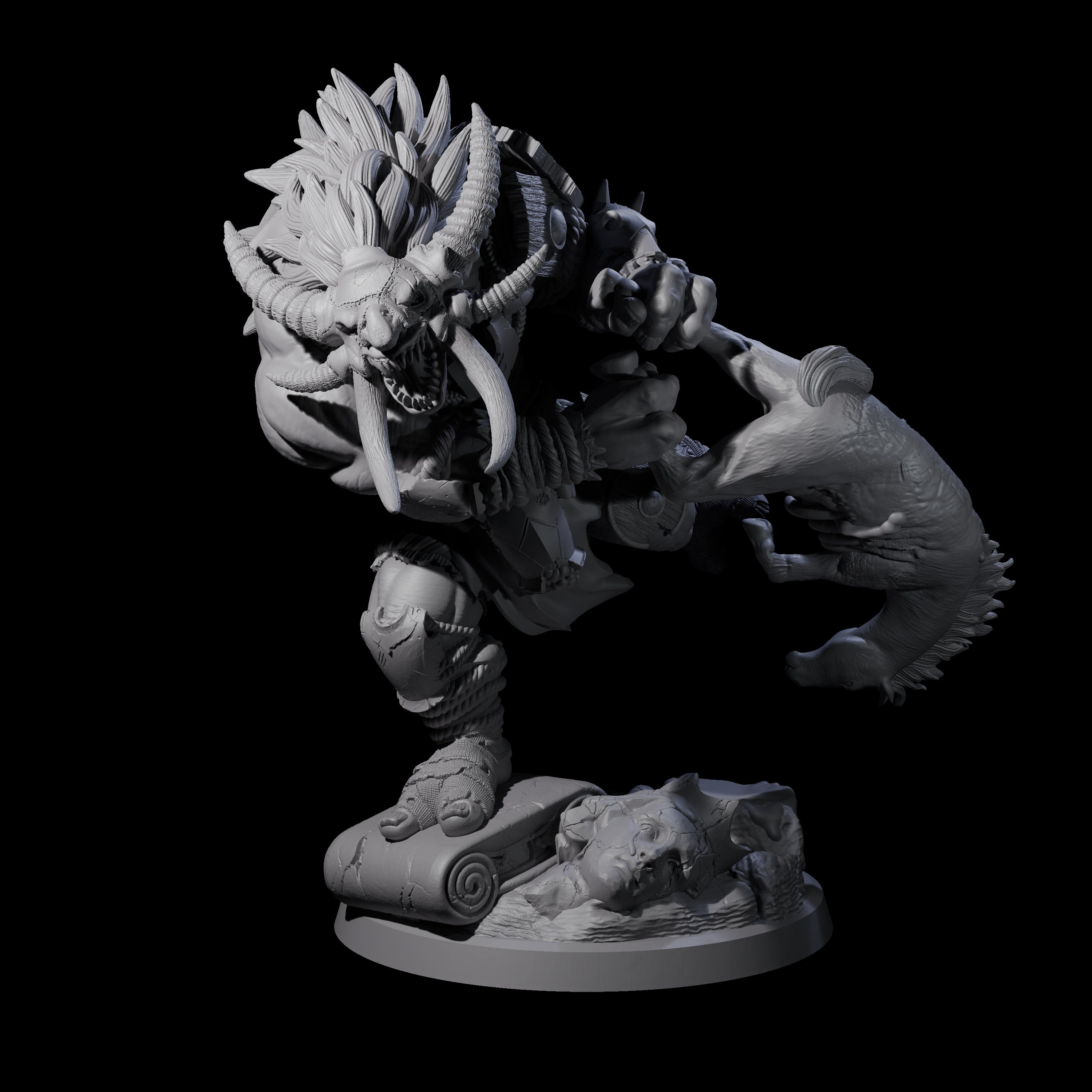 Masked Troll Berserker B Miniature for Dungeons and Dragons, Pathfinder or other TTRPGs
