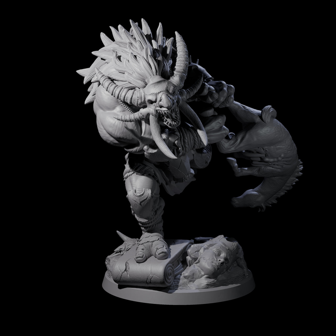 Masked Troll Berserker B Miniature for Dungeons and Dragons, Pathfinder or other TTRPGs