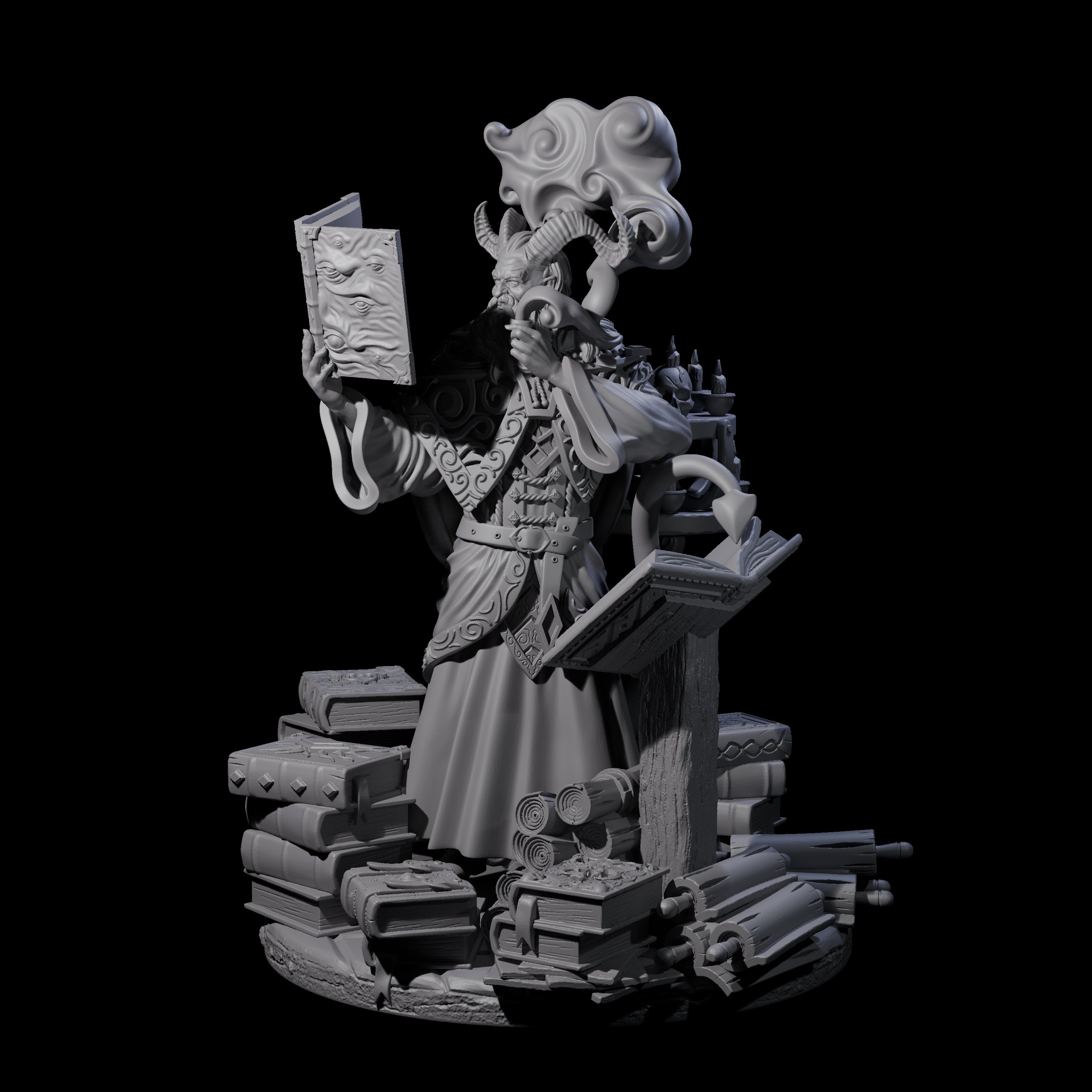 Master Tiefling Elder Wizard Miniature for Dungeons and Dragons, Pathfinder or other TTRPGs