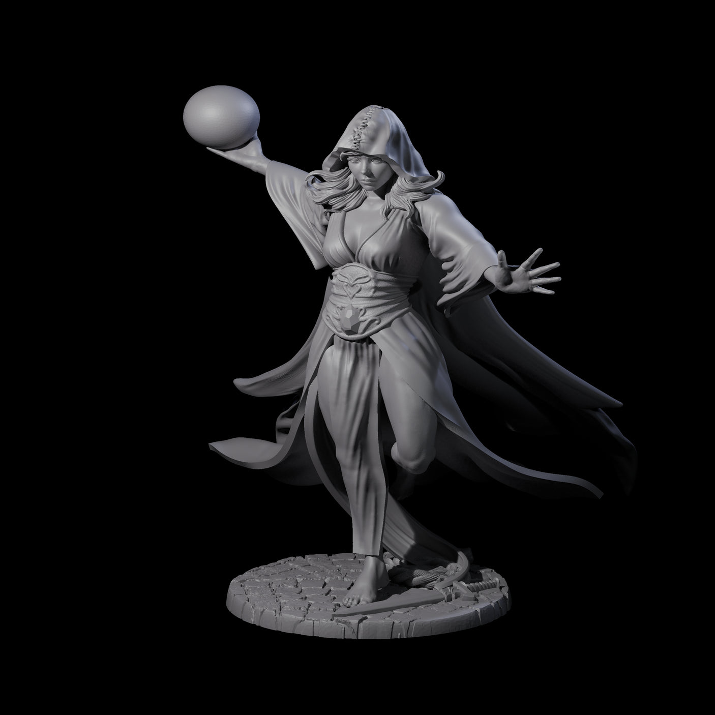 Masterful Orb Sorceress Miniature for Dungeons and Dragons, Pathfinder or other TTRPGs