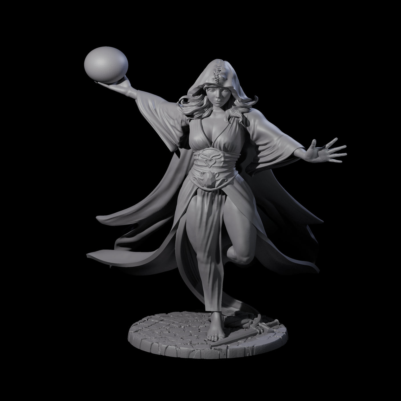Masterful Orb Sorceress Miniature for Dungeons and Dragons, Pathfinder or other TTRPGs
