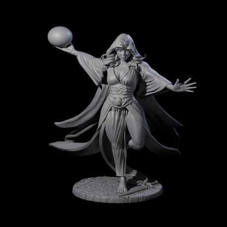 Masterful Orb Sorceress Miniature for Dungeons and Dragons, Pathfinder or other TTRPGs