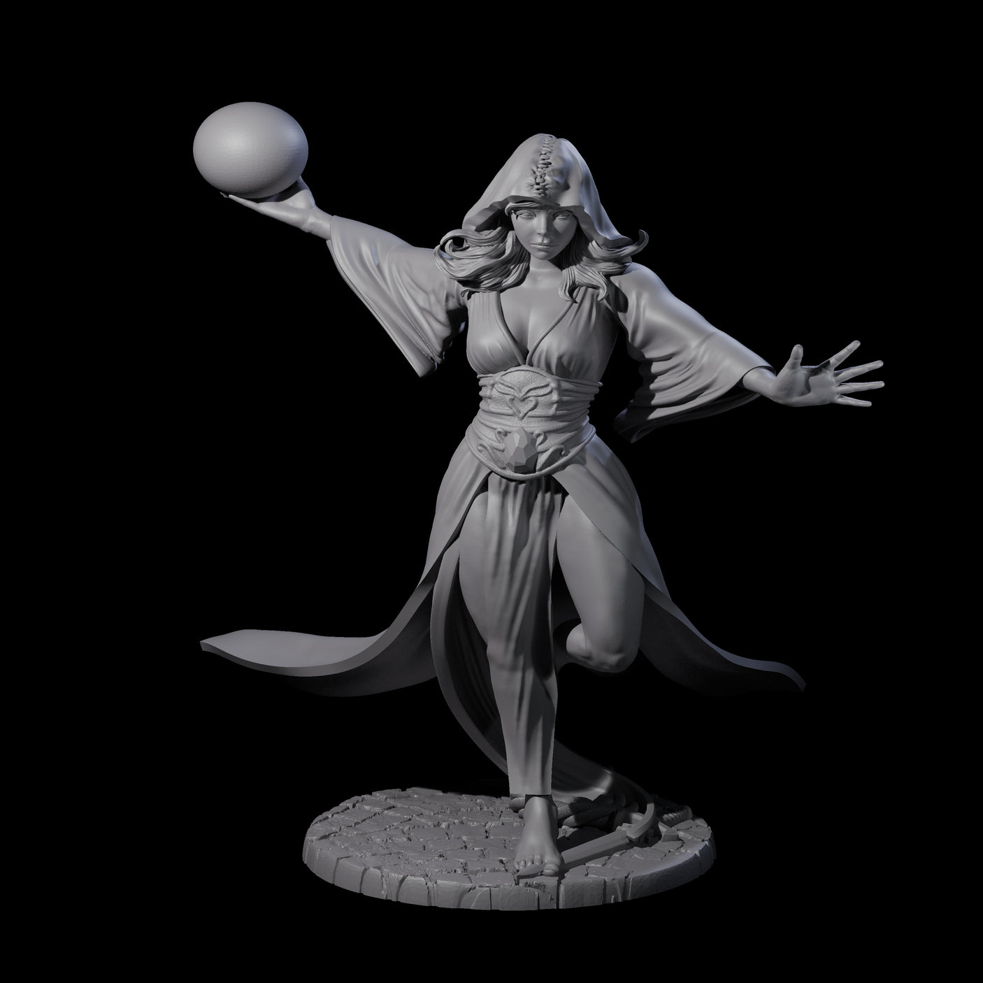 Masterful Orb Sorceress Miniature for Dungeons and Dragons, Pathfinder or other TTRPGs