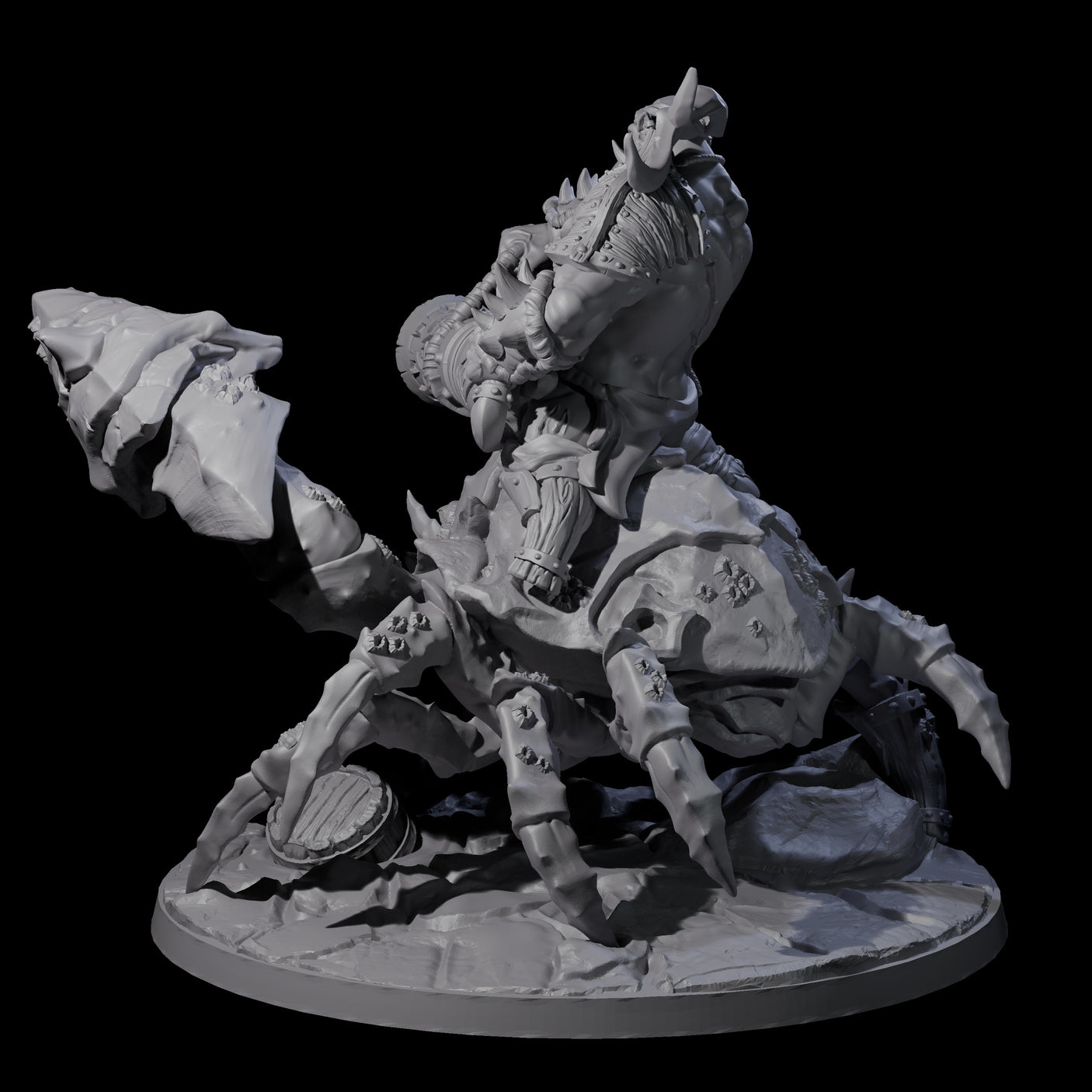 Mega Cannon Ogre riding a Giant Crab Miniature for Dungeons and Dragons, Pathfinder or other TTRPGs
