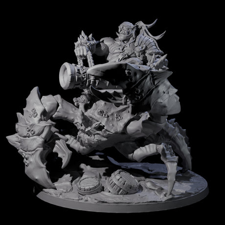 Mega Cannon Ogre riding a Giant Crab Miniature for Dungeons and Dragons, Pathfinder or other TTRPGs