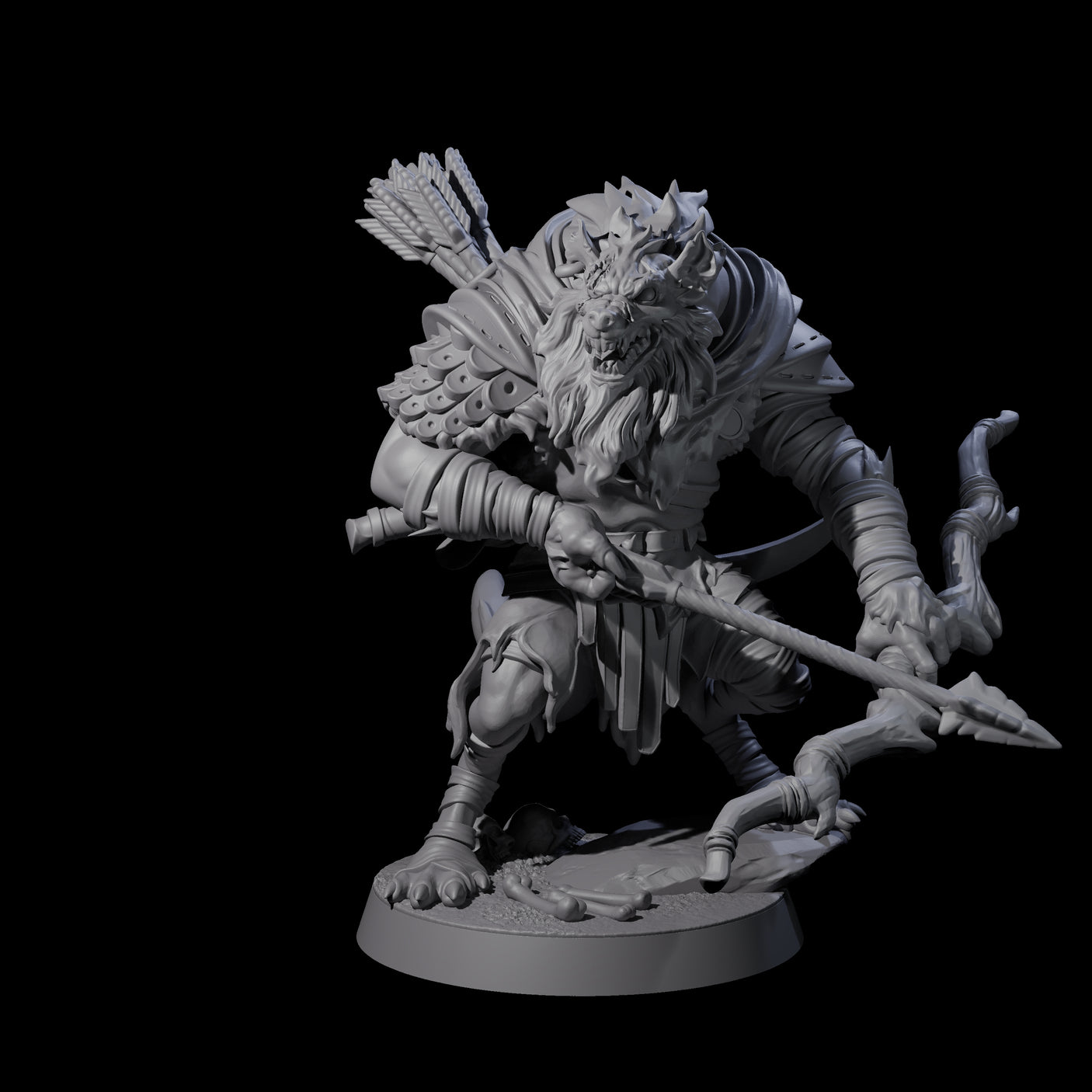 Menacing Gnoll Packmaster Miniature for Dungeons and Dragons, Pathfinder or other TTRPGs