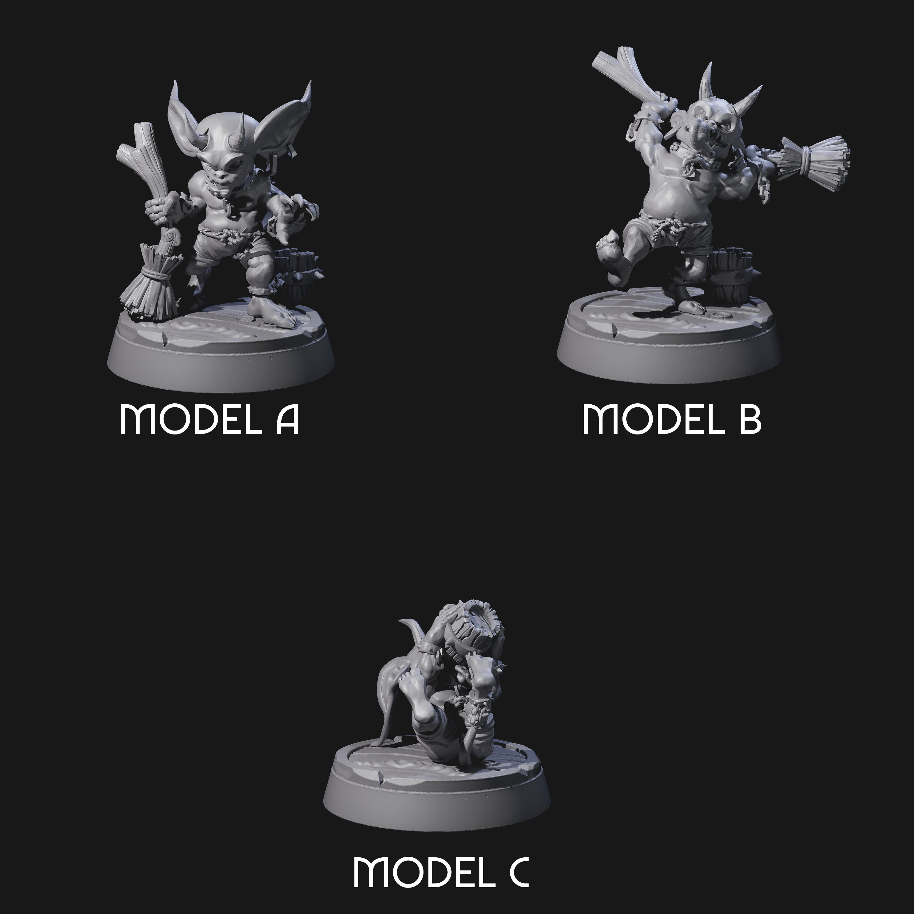 Menial Imp Deck Scrubbers Miniature for Dungeons and Dragons, Pathfinder or other TTRPGs