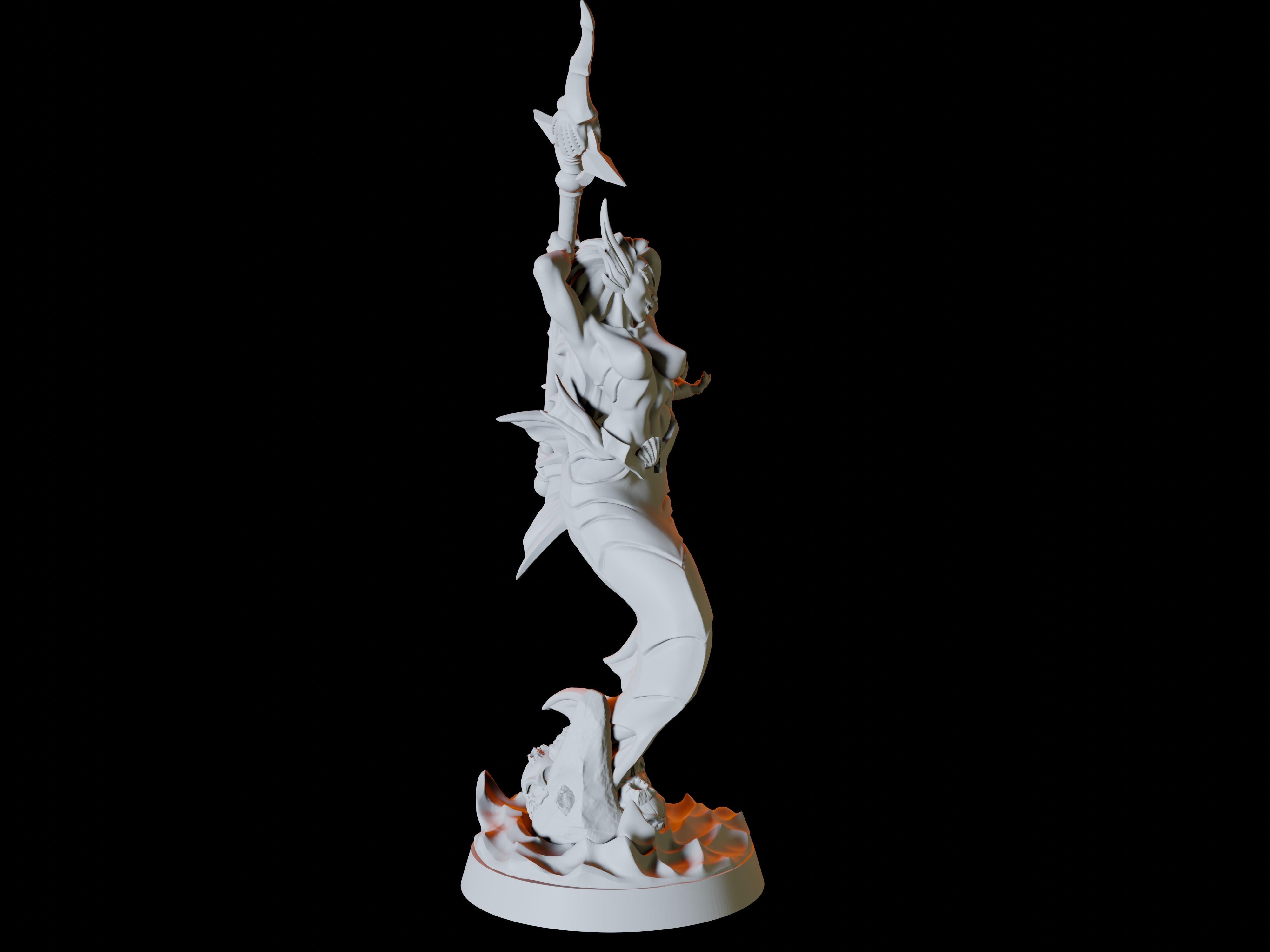 Merfolk Pinup Miniature for Dungeons and Dragons - Myth Forged