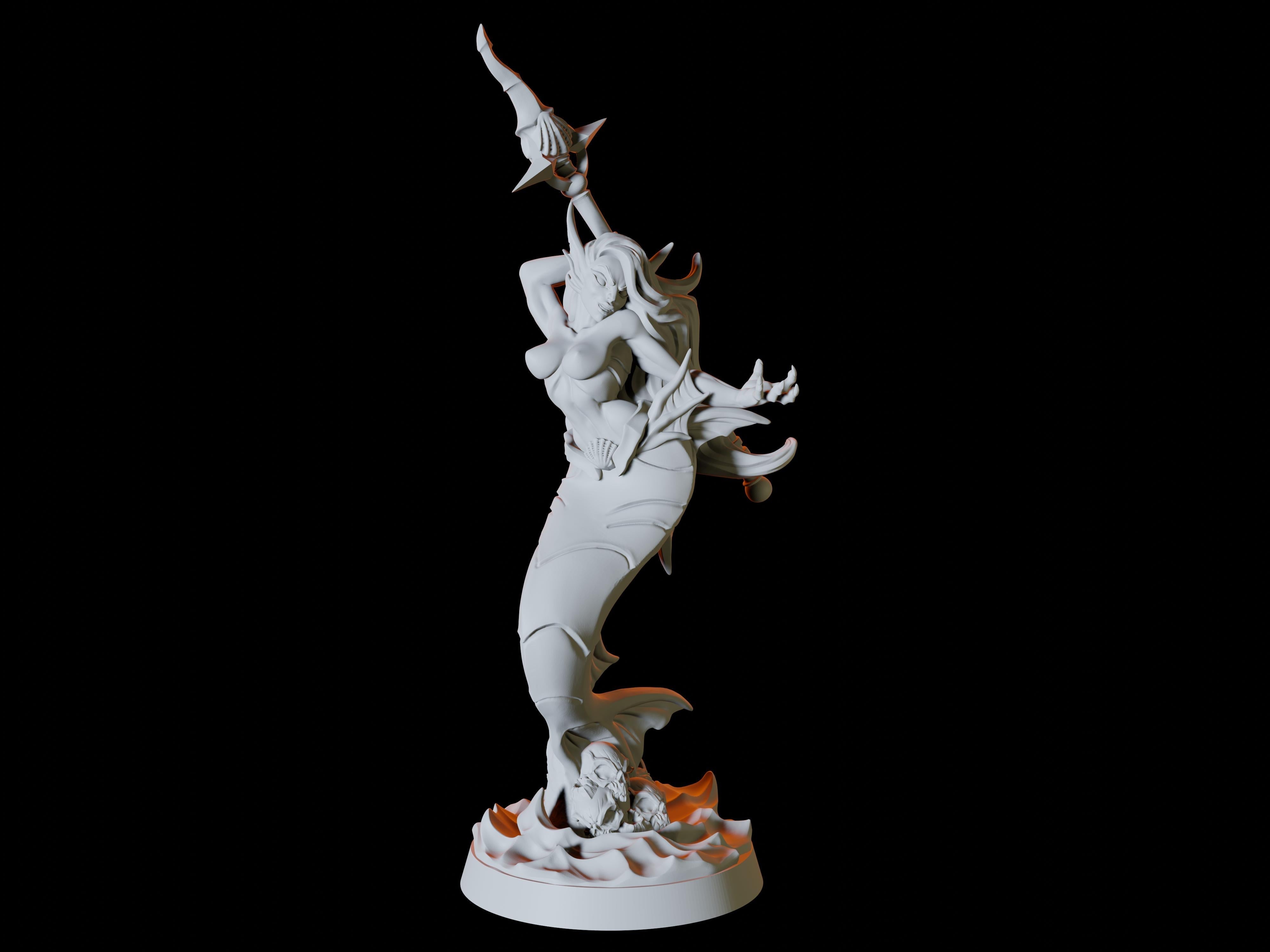 Merfolk Pinup Miniature for Dungeons and Dragons - Myth Forged