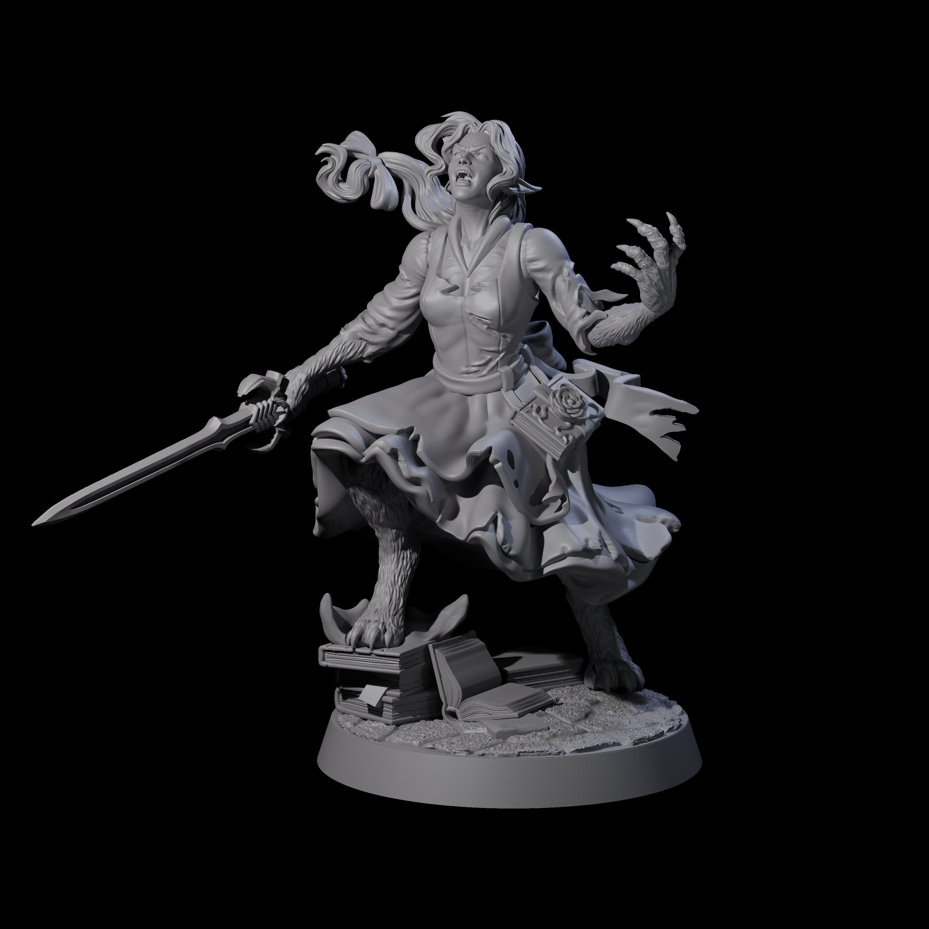 Mid Change Werewolf Maiden Miniature for Dungeons and Dragons, Pathfinder or other TTRPGs