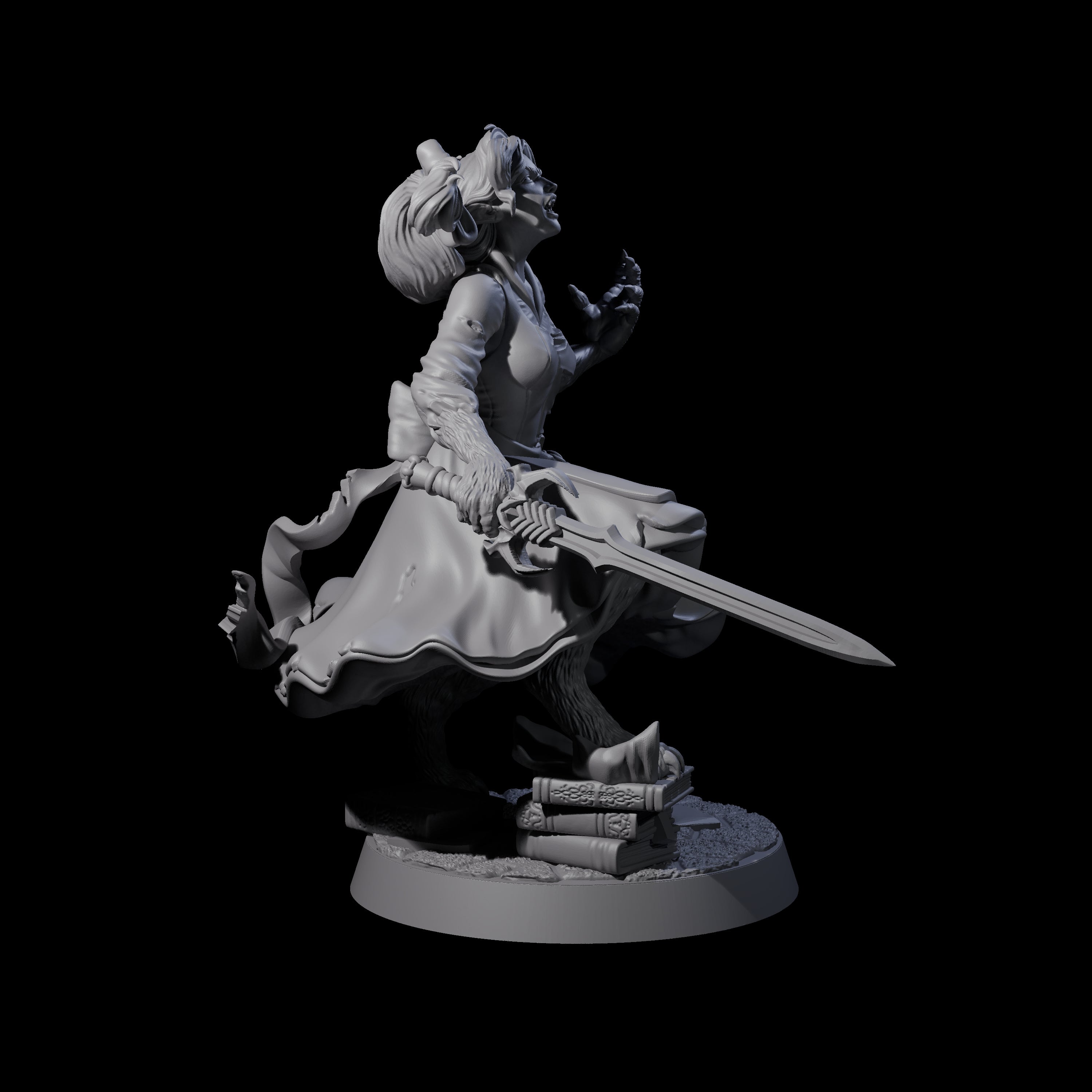 Mid Change Werewolf Maiden Miniature for Dungeons and Dragons, Pathfinder or other TTRPGs
