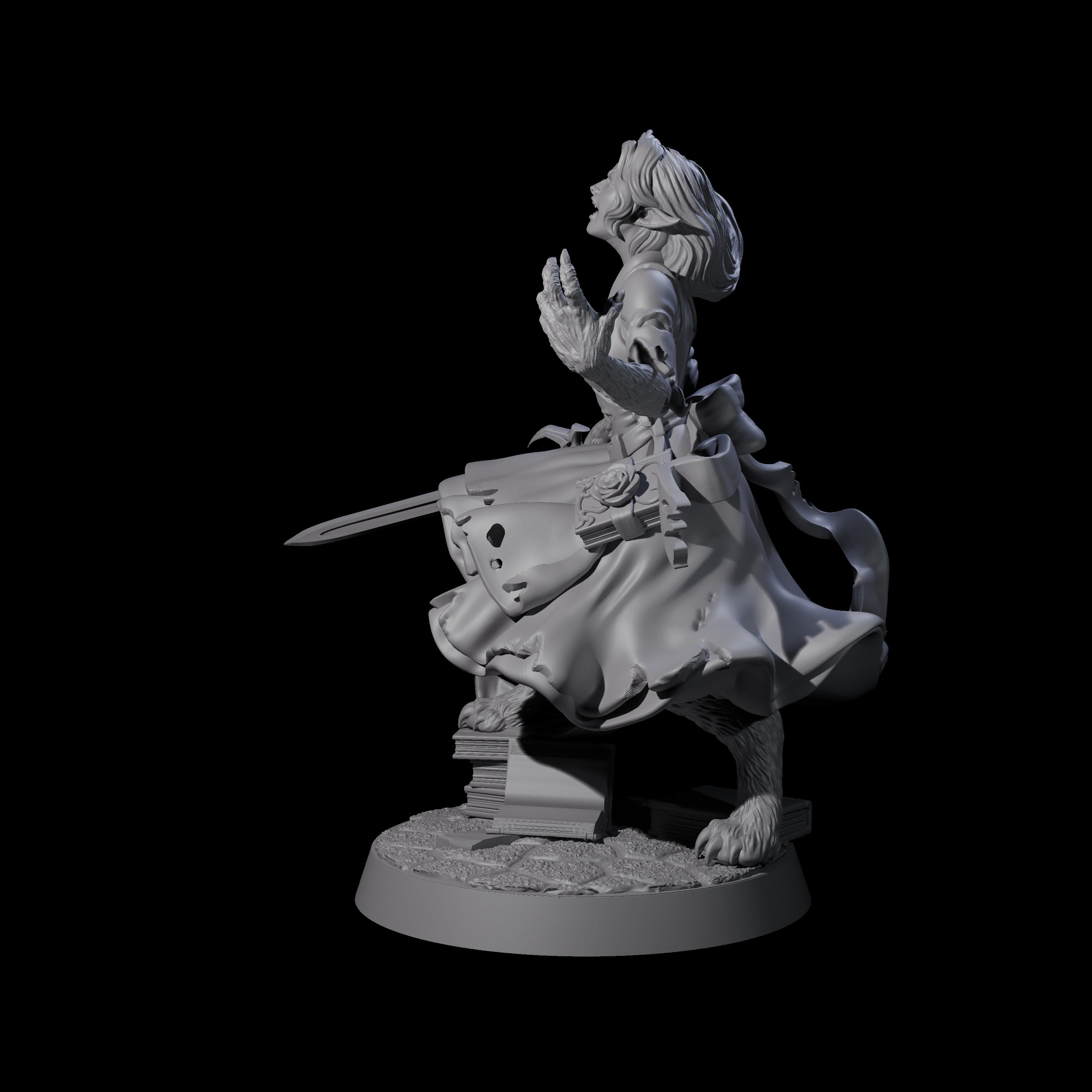 Mid Change Werewolf Maiden Miniature for Dungeons and Dragons, Pathfinder or other TTRPGs