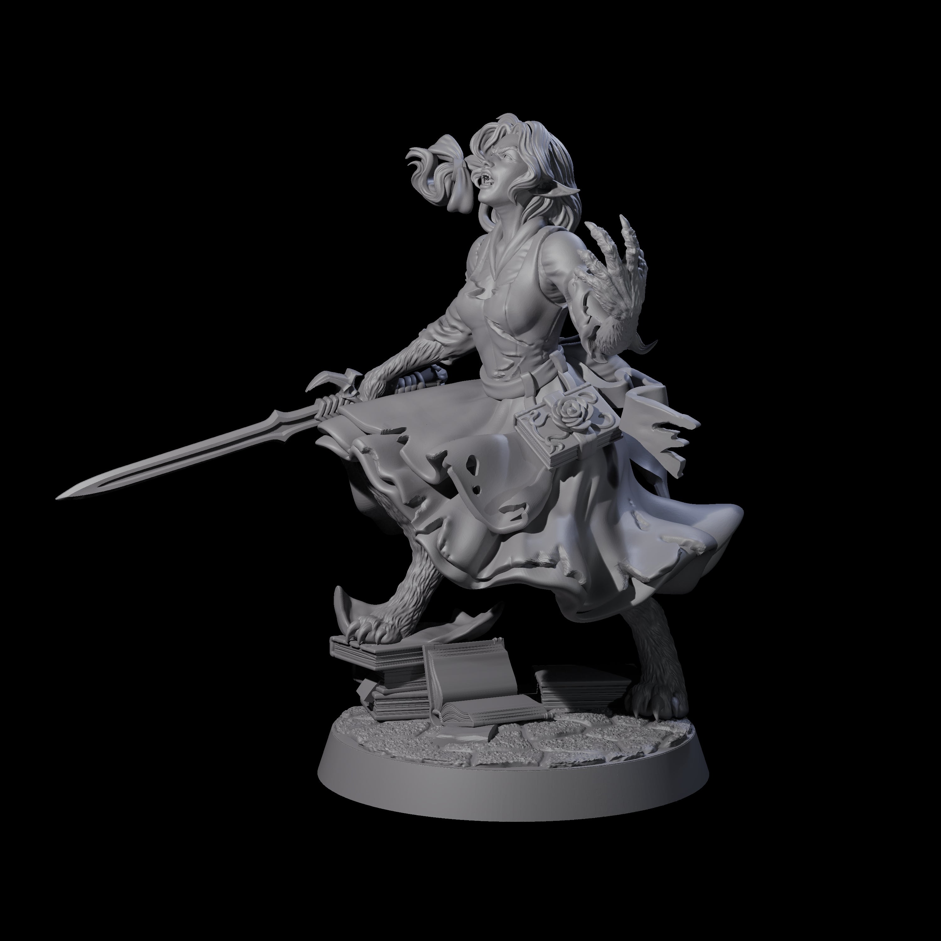 Mid Change Werewolf Maiden Miniature for Dungeons and Dragons, Pathfinder or other TTRPGs