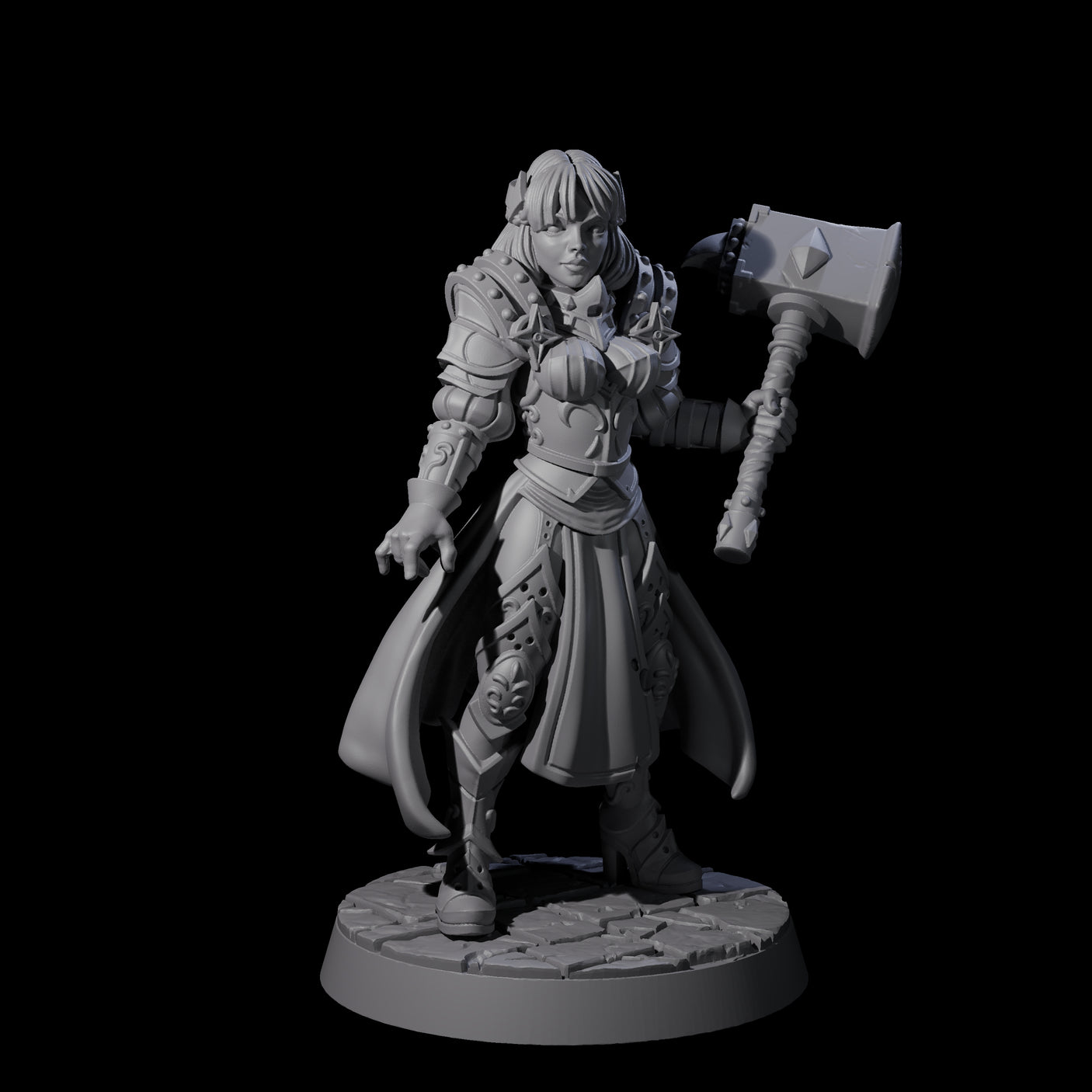 Mighty Hammer Fighter Miniature for Dungeons and Dragons, Pathfinder or other TTRPGs
